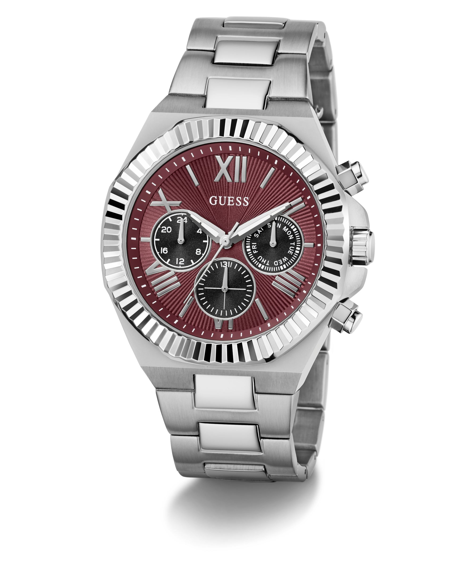 Guess Multifunktionsuhr »GUESS-EQUITY« Armbanduhr, Herrenuhr, Edelstahlarmband, analog, Wochentag, Tag