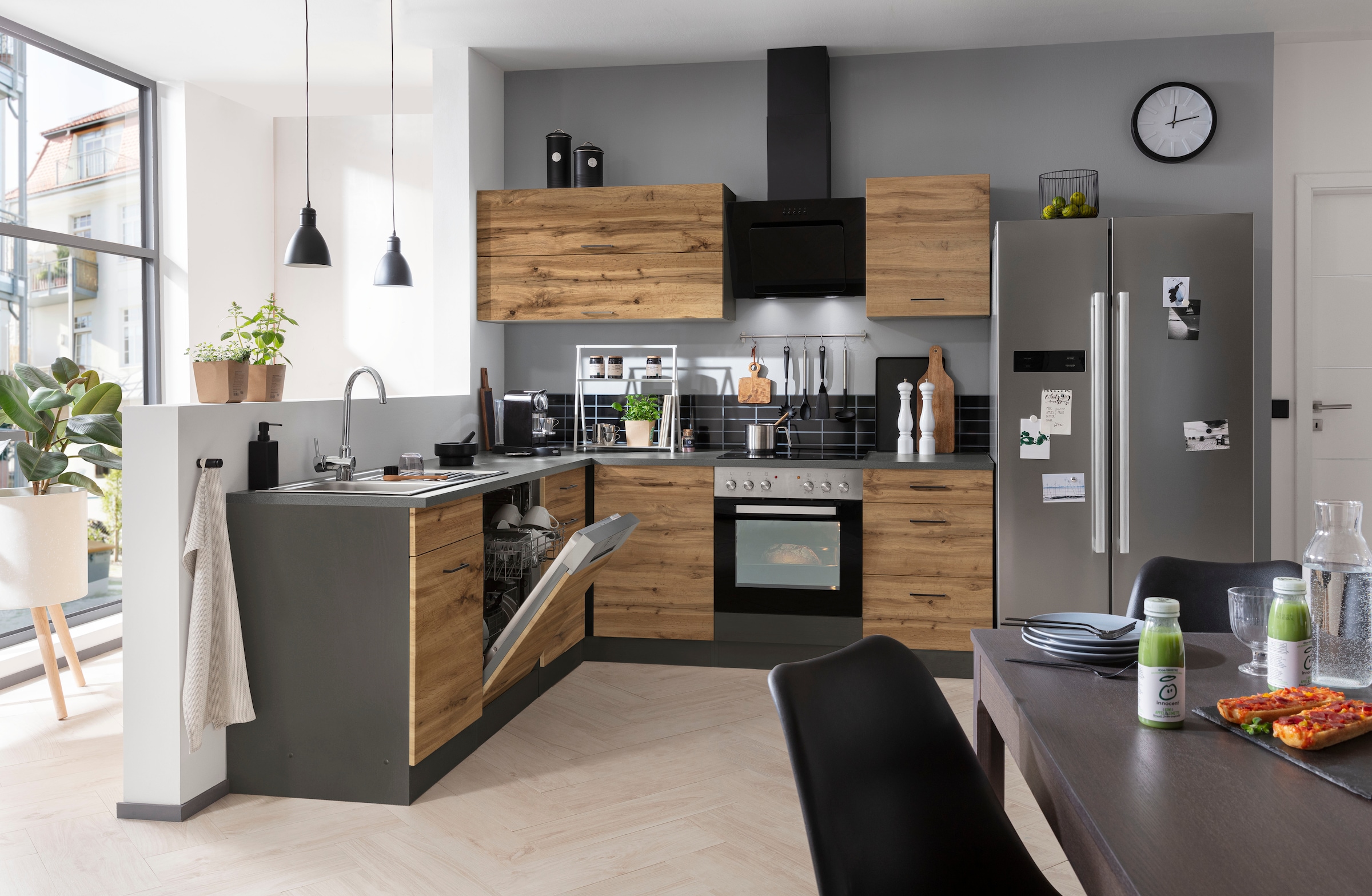 KOCHSTATION Winkelküche »KS-Trier«, mit E-Geräten, Stellbreite 220/220 cm
