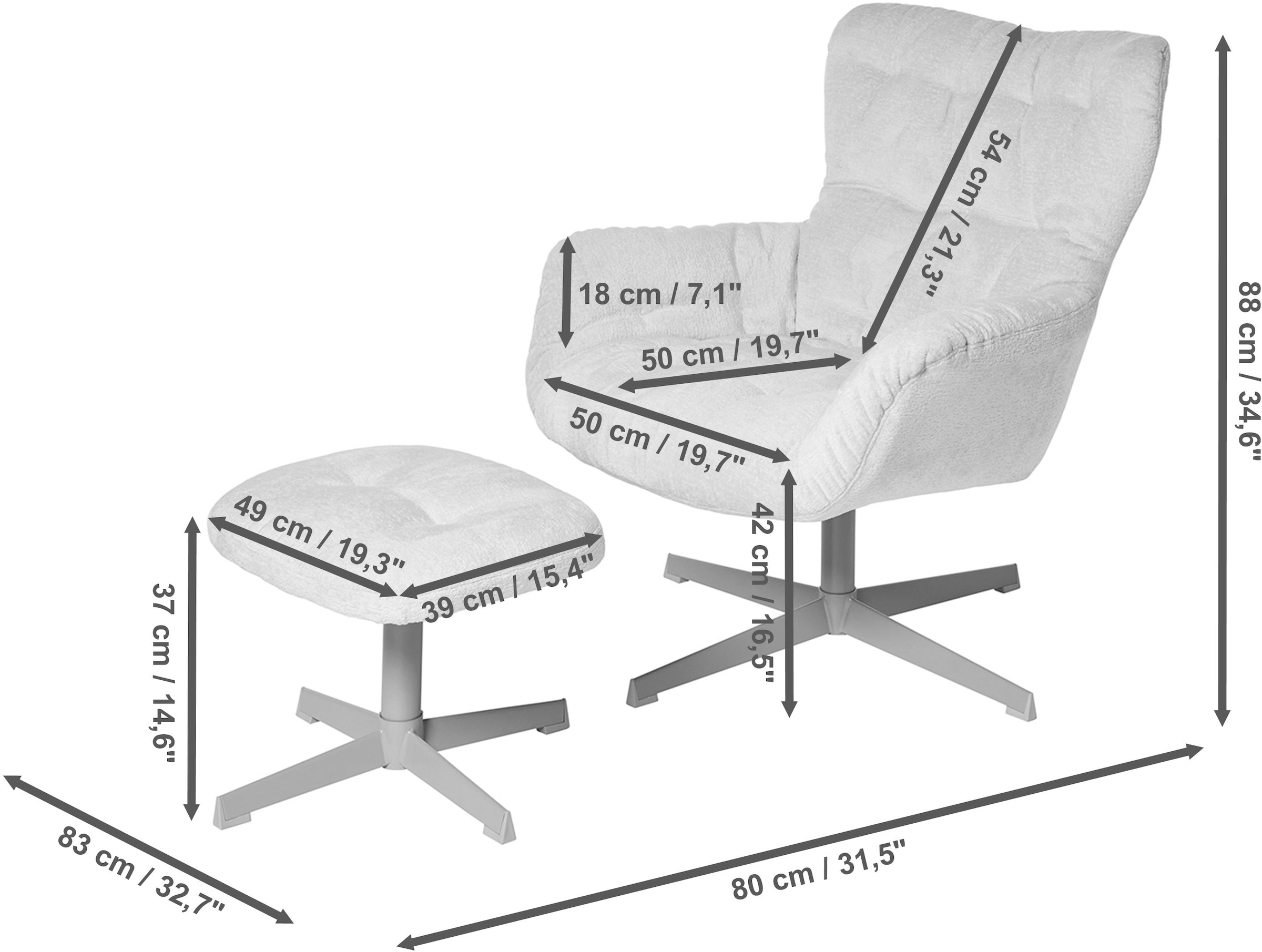 Jahnke Sessel »LOUNGE COSY TWIST PLUS« Loungesessel inkl. Hocker, bequeme Polsterung & Armlehnen, drehbar