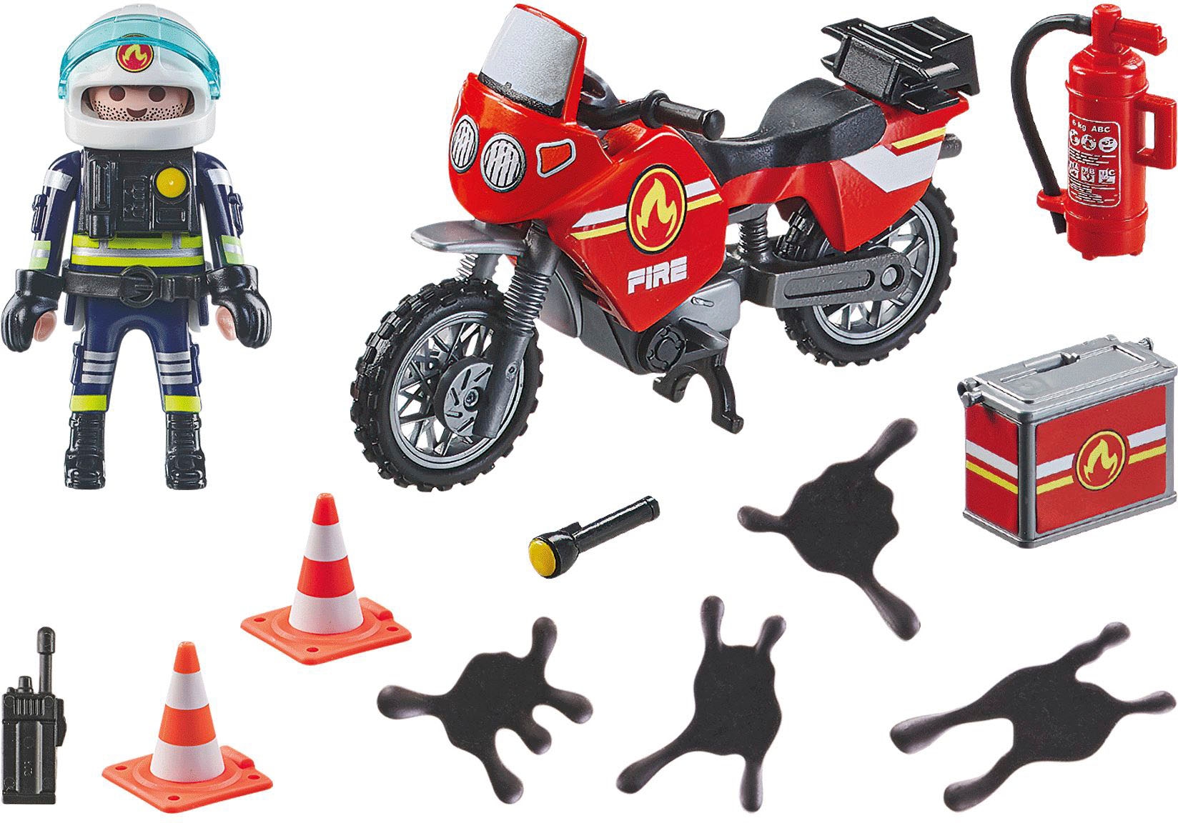 Playmobil® Konstruktions-Spielset »Feuerwehrmotorrad am Unfallort (71466), Action Heroes«, (21 St.), Made in Europe