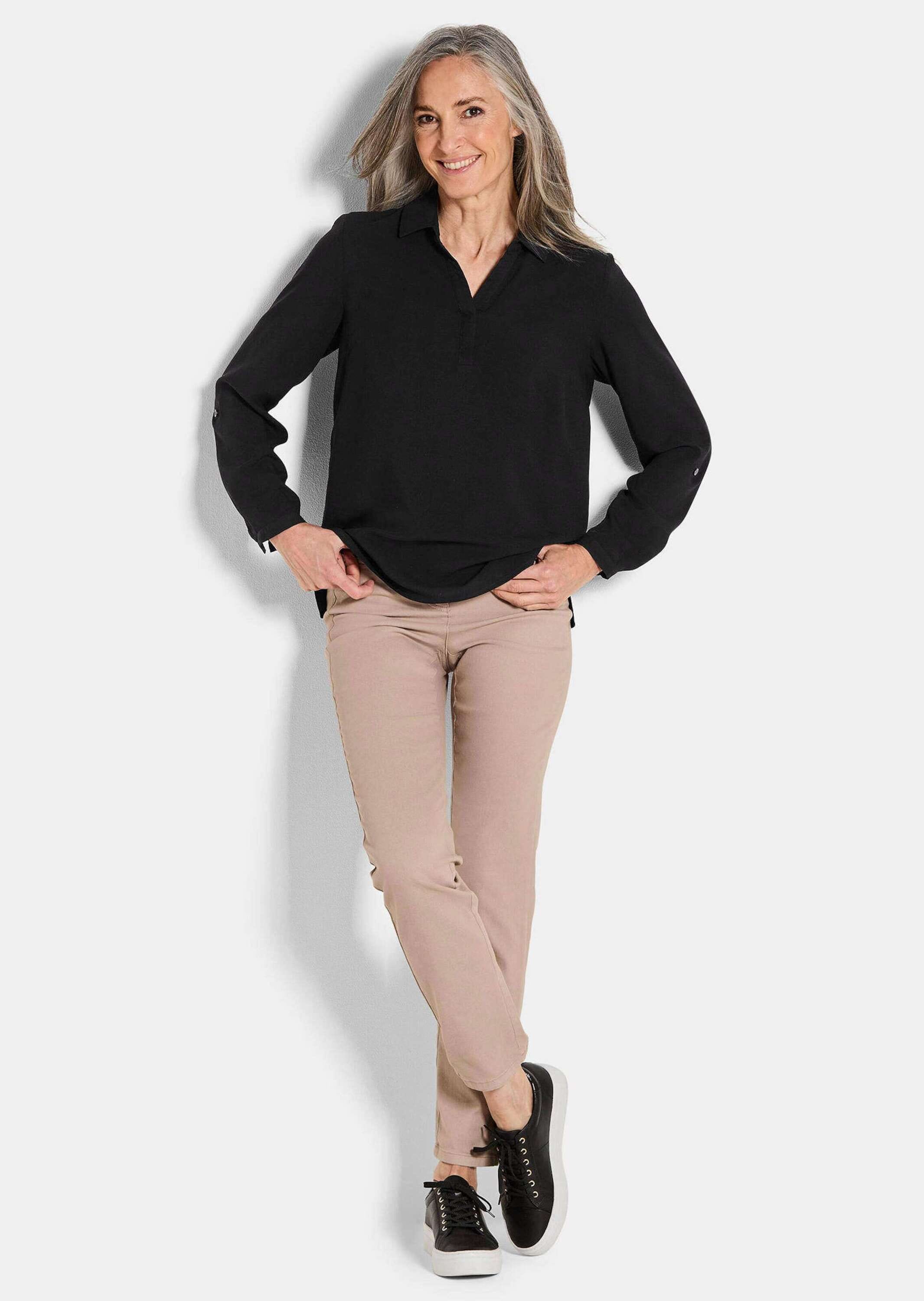 GOLDNER Klassische Bluse »Kurzgröße Zeitlose Viskosebluse mit Hemdkragen« Hemdkragen