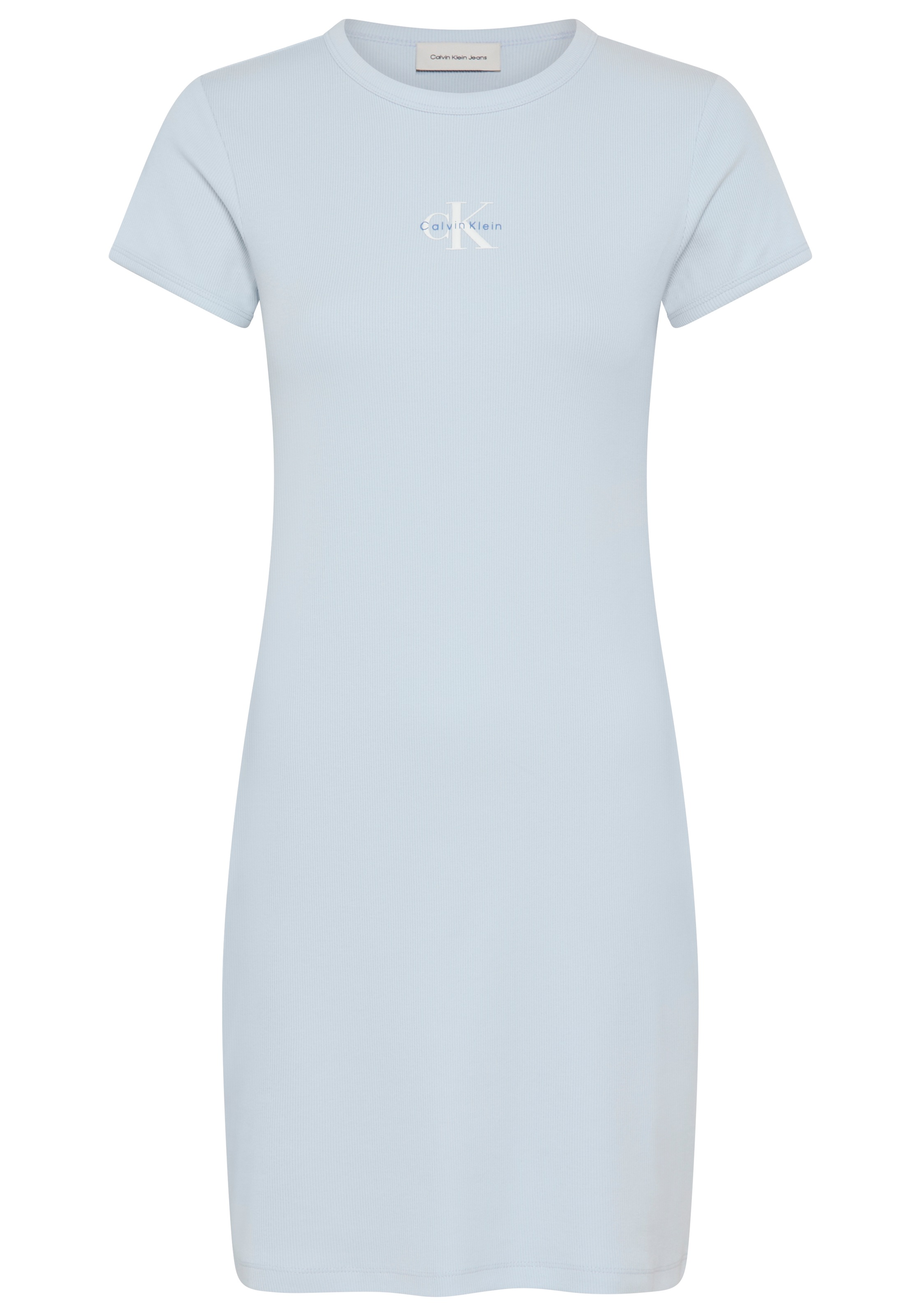 Calvin Klein Jeans Minikleid »MONOLOGO BABY RIB MINI DRESS« Ohne Tasche Figurbetonte Passform mit Rundhalsausschnitt