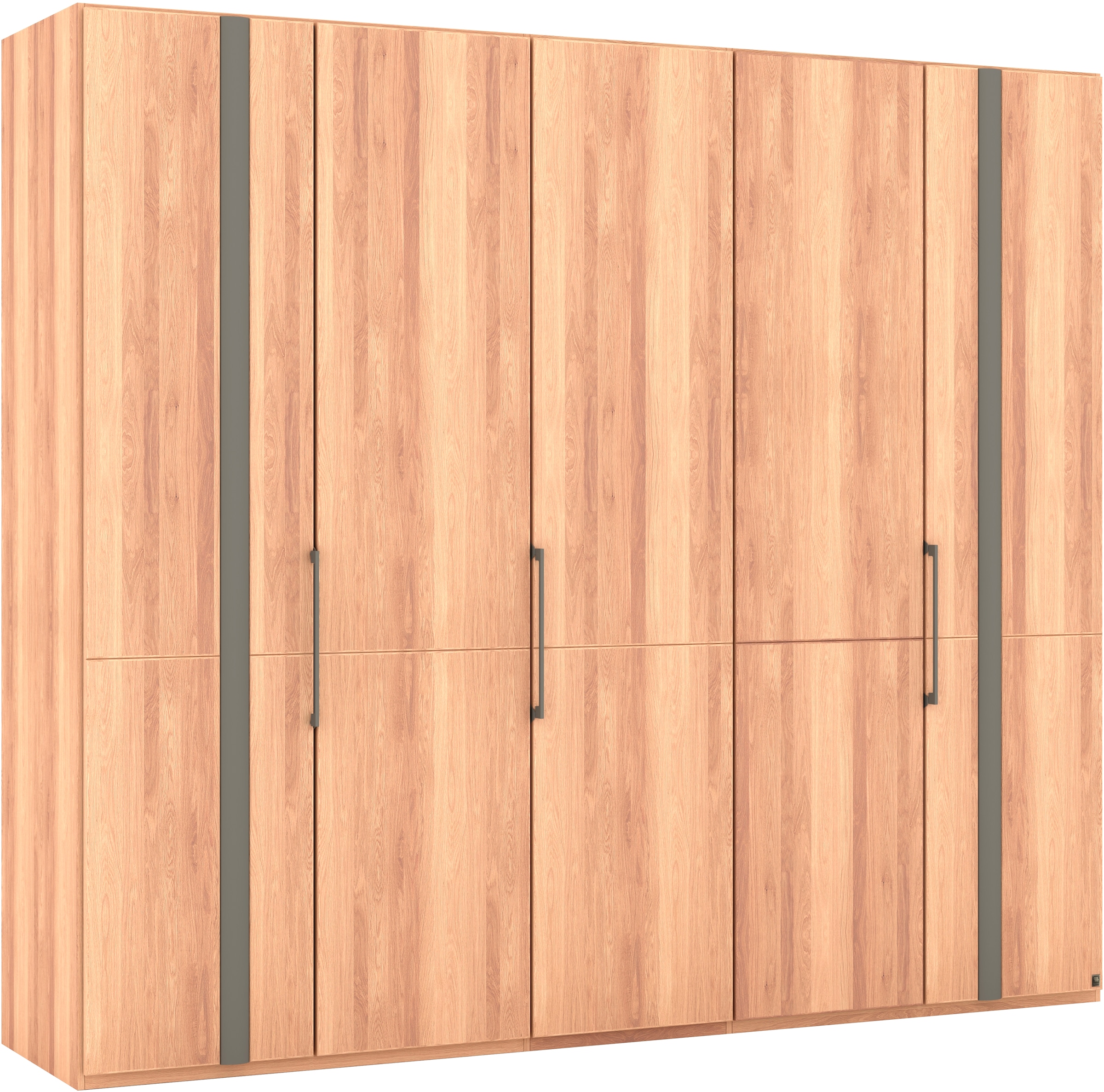 Musterring Drehtürenschrank »Sorrent, Kleiderschrank, teilmassiv Eiche«, (mit Türdämpfern, in 5 Breiten & 2 Höhen, extra Böden, MADE IN GERMANY), Türen in Eiche massiv mit Absetzung in Schiefer, verschiedene Maße