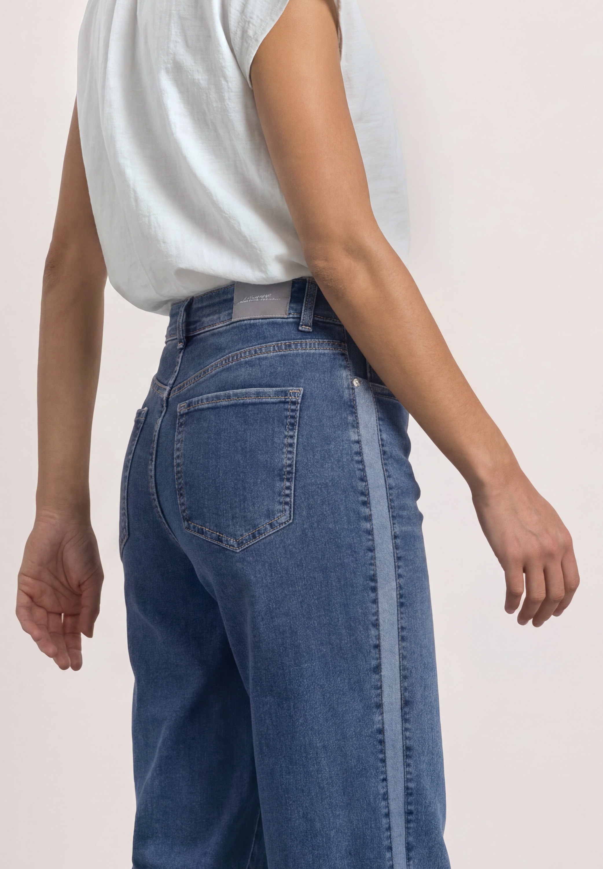 STREET ONE Loose-fit-Jeans mit Gallonstreifen / Wide Leg /  Stretch
