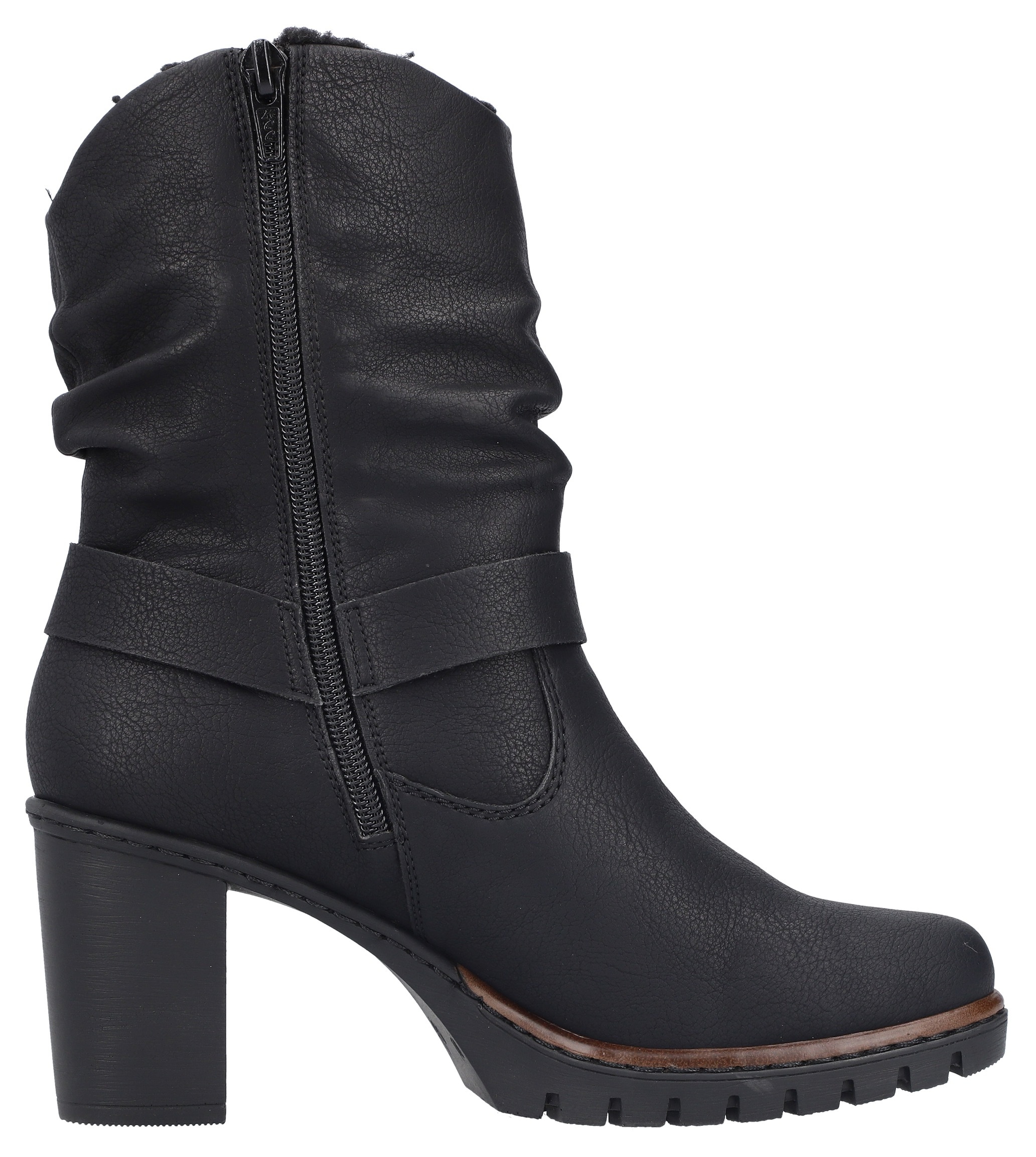 Rieker Westernstiefelette, Biker-Stiefelette, Blockabsatz, Warmfutter, mit gerafftem Schaft