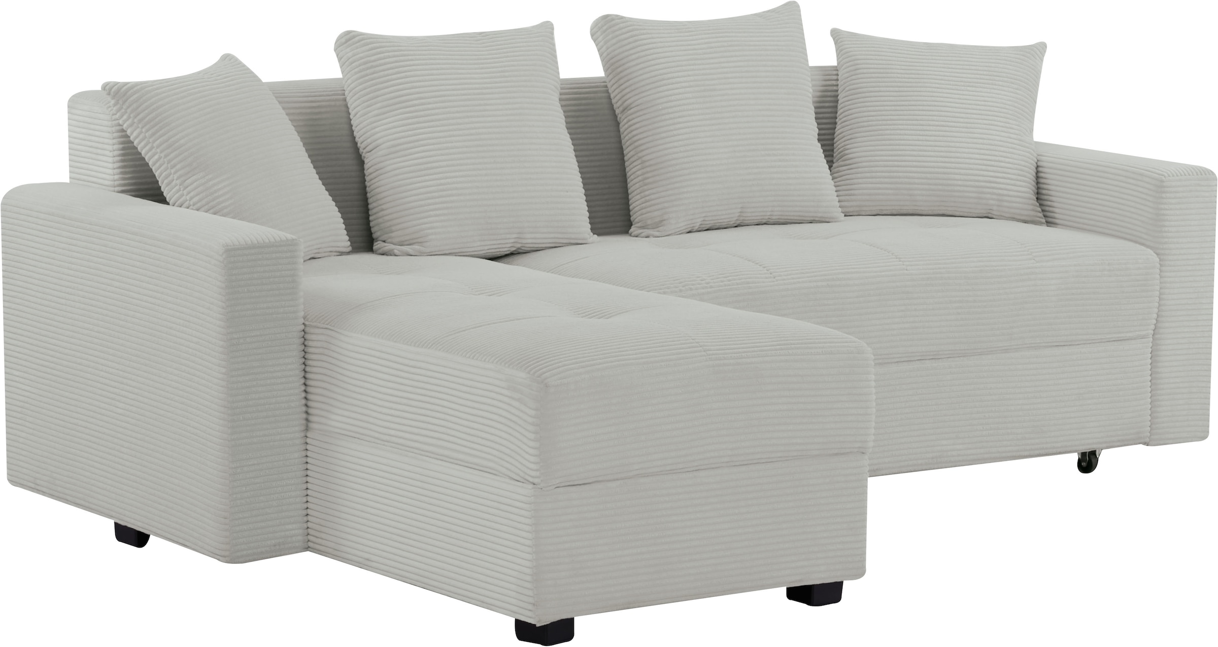 INOSIGN Ecksofa »KILLAM, 217 cm, L-Form, mit Schlaffunktion u. Bettkasten«, Recamiere rechts / links montierbar, in Cord und Webstoff