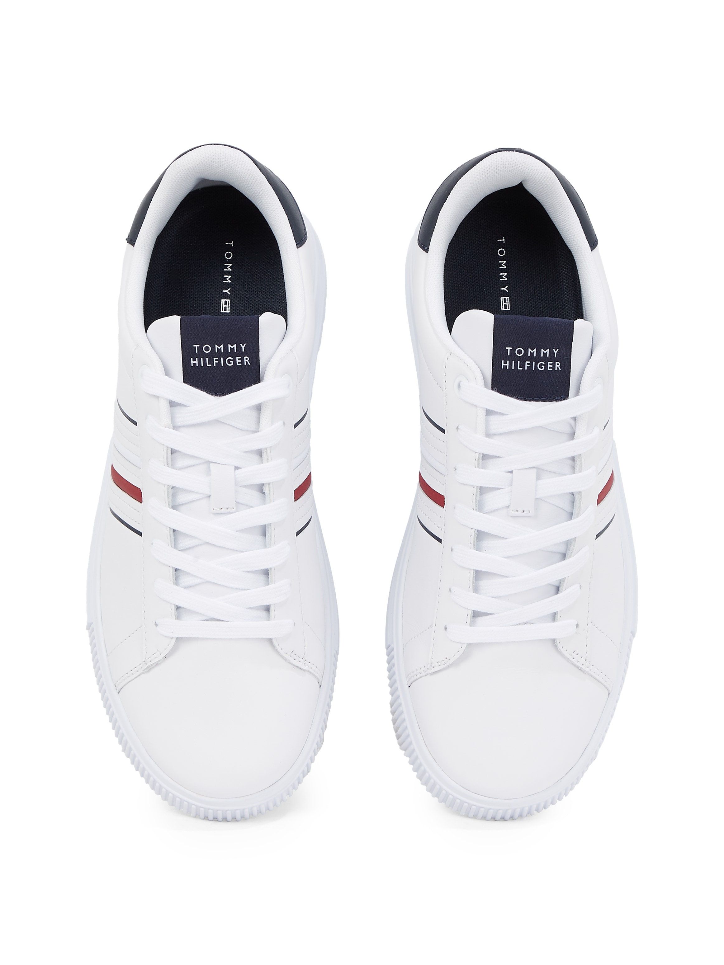 Tommy Hilfiger Sneaker »MODERN CUPSOLE STRIPES LTH«, Freizeitschuh, Halbschuh, Schnürer mit seitlichen Streifen