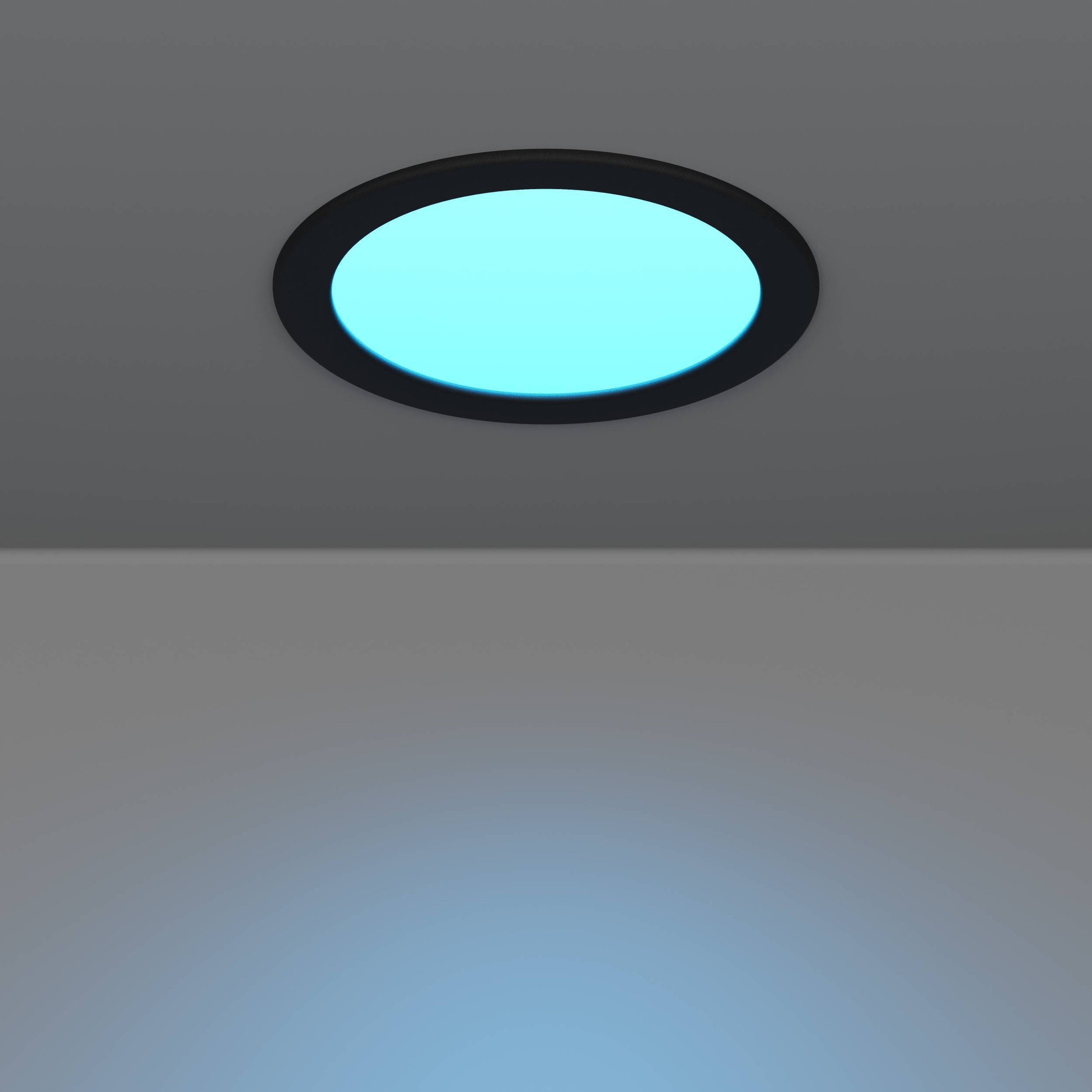 EGLO Einbauleuchte »Fueva 6-Z Deckenlampe, ZigBee, App und Sprachsteuerung, Badlampe, IP44« LED-Modul 1 Stk. Kaltweiß | RGB Einbauleuchte - Ø16,8 x ET40 cm - schwarz - 9,5W inkl.