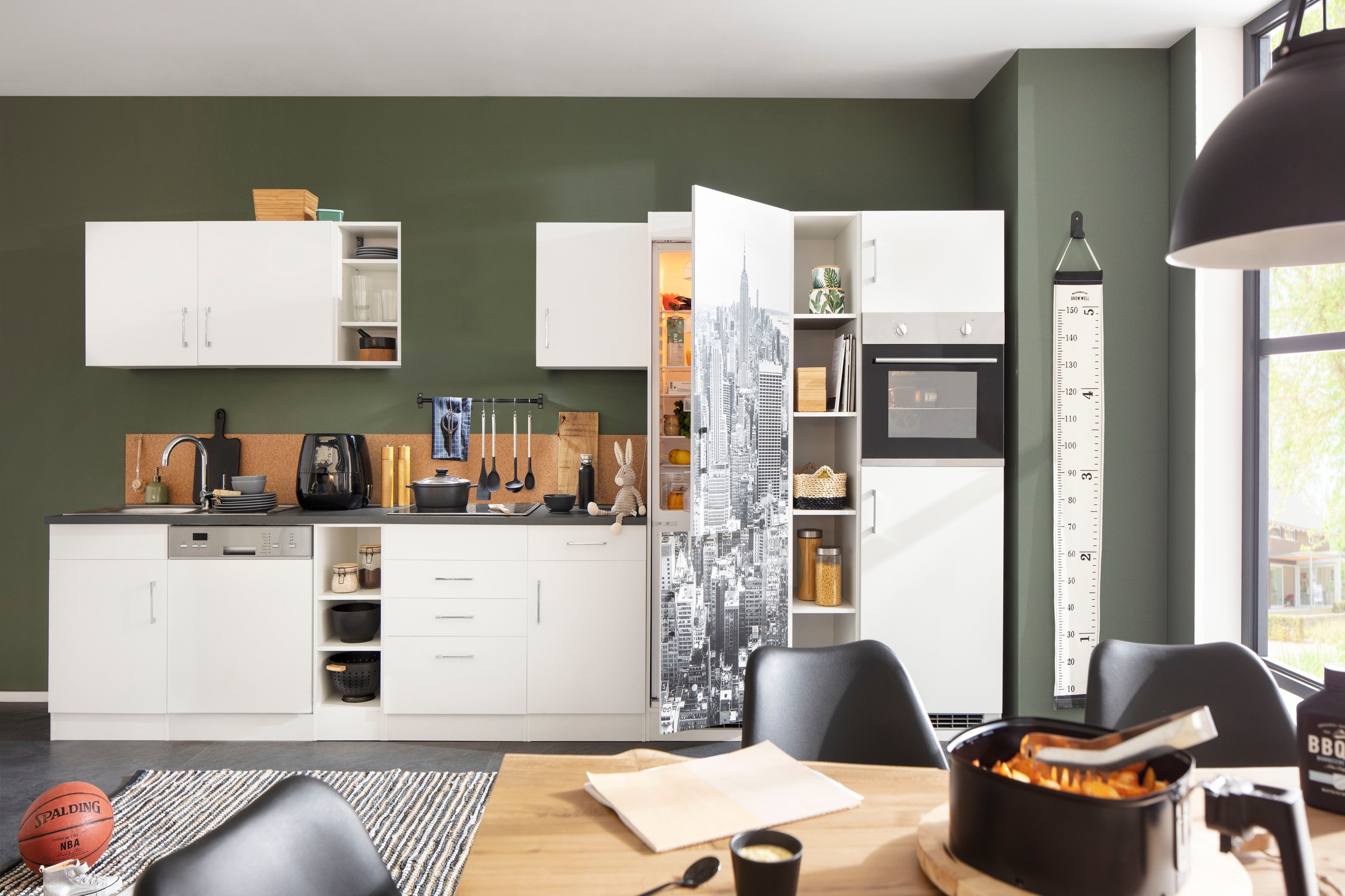 KOCHSTATION Küchenzeile »KS-Paris – Küchen mit einzigartigen Fotomotiven auf den Fronten« Breite 400 cm, wahlweise mit E-Geräten und Induktion