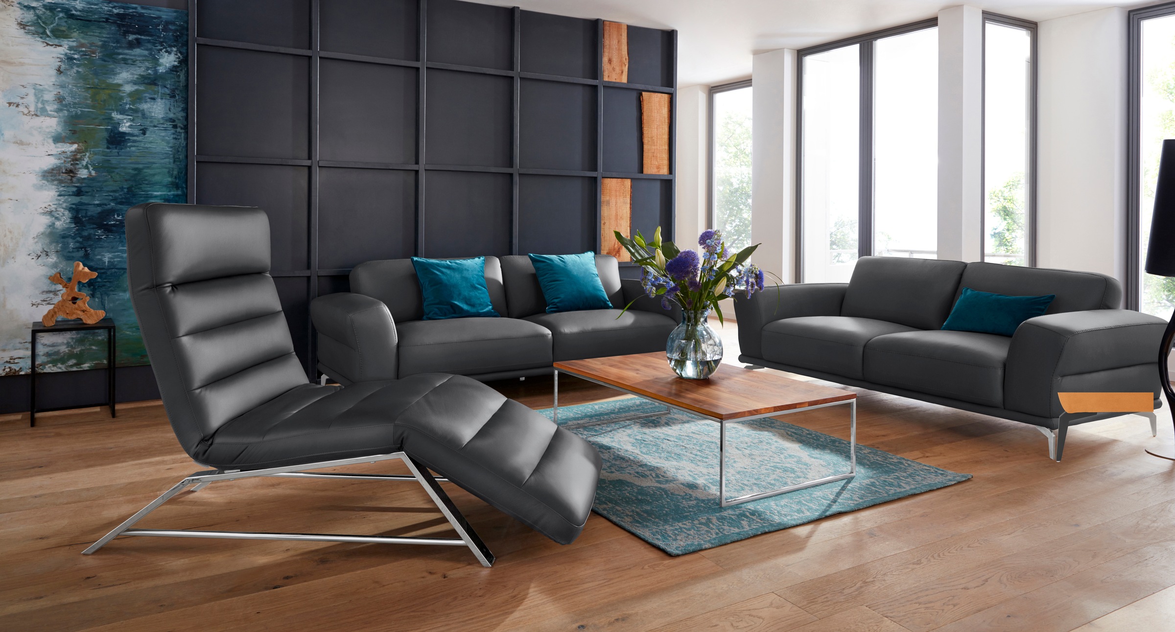 W.SCHILLIG 2,5-Sitzer »montanaa«, mit Metallfüßen in Silber matt, Breite 212 cm