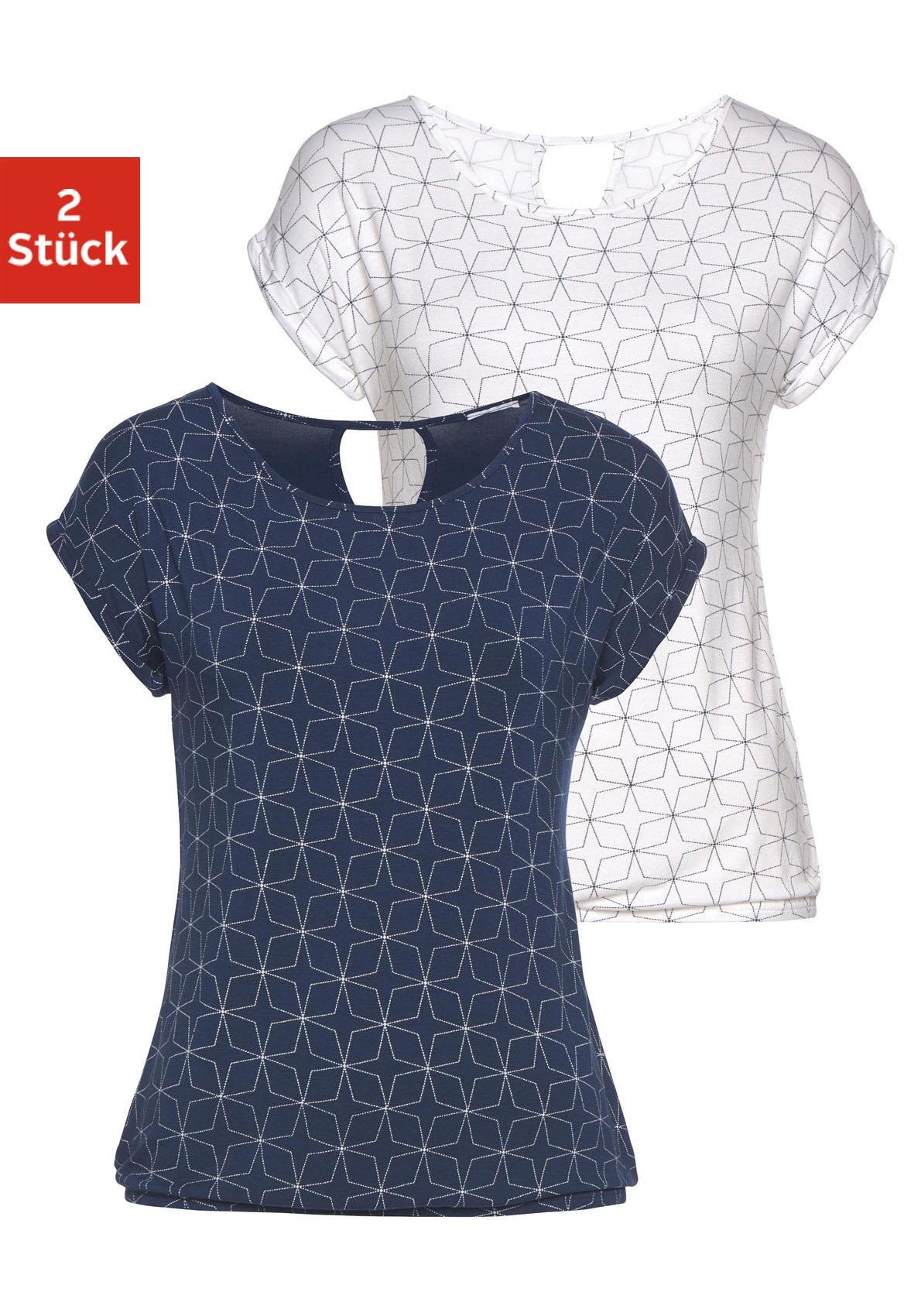 LASCANA T-Shirt, (2er-Pack), mit kleinem Cut-Out im Nacken kaufen