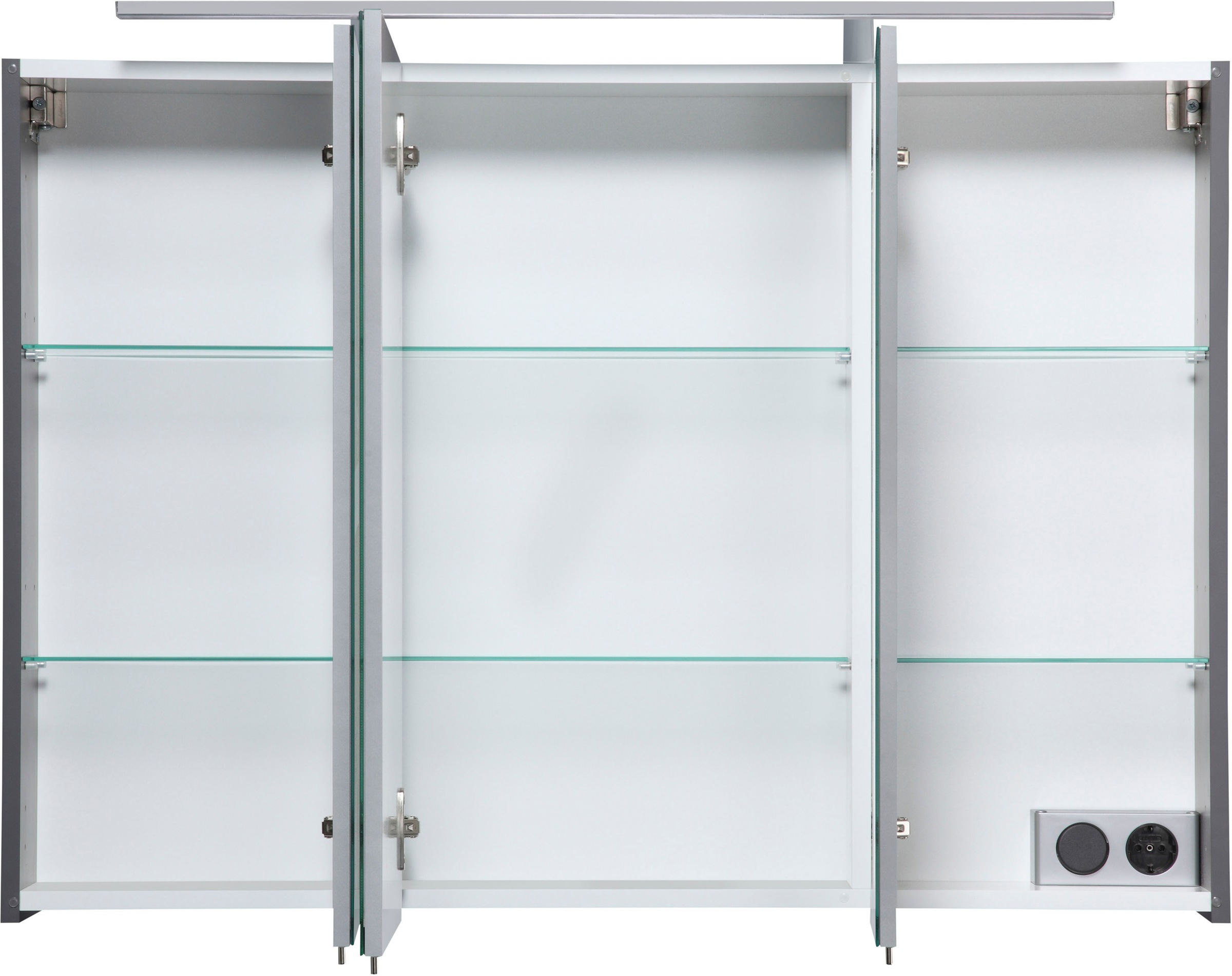 welltime Spiegelschrank »Torino made in Germany«, Breite 100 cm, 3-türig, LED-Beleuchtung, Schalter-/Steckdosenbox