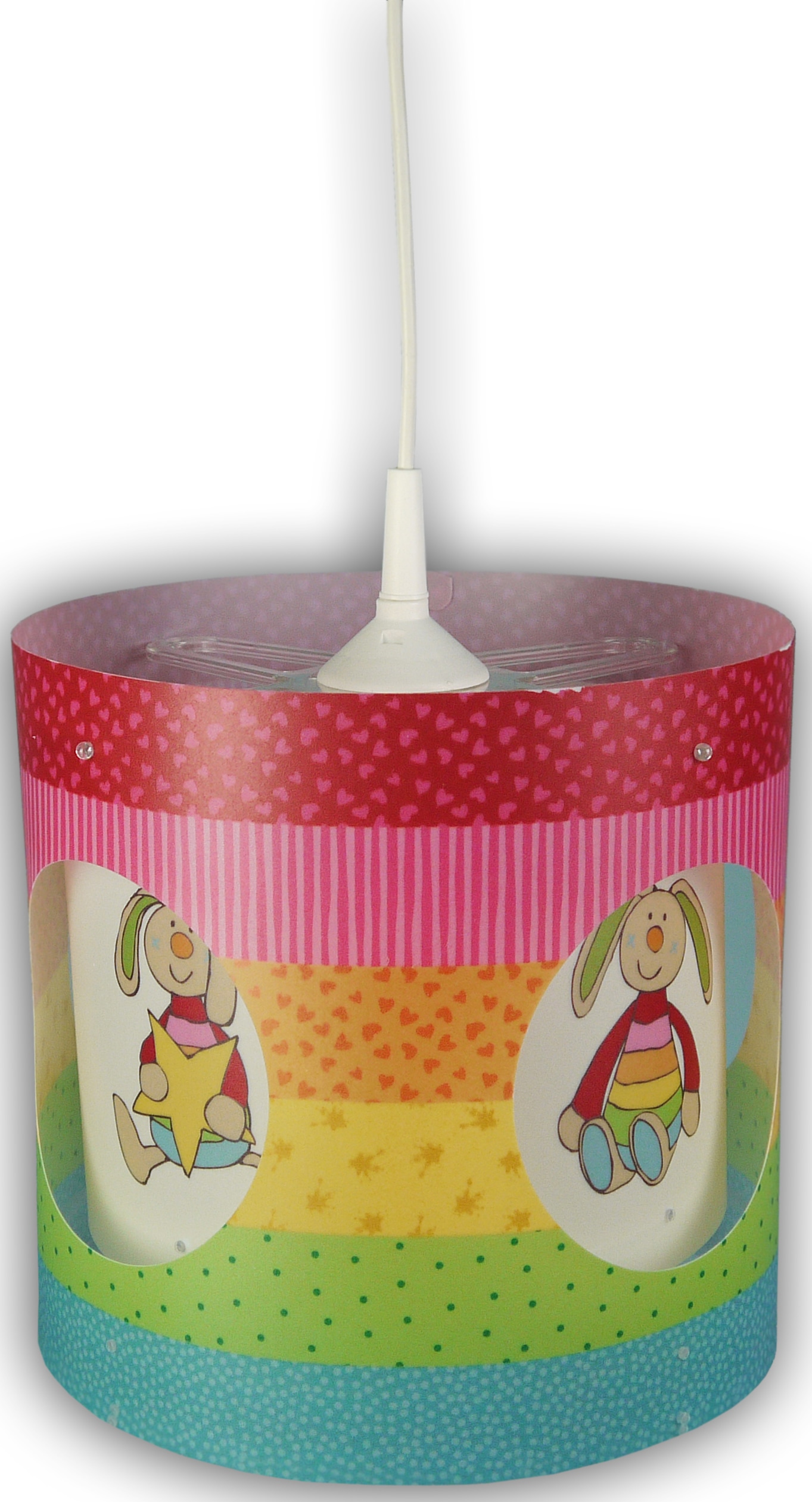niermann Hängeleuchte »Rainbow-Rabbit, Kinderlampe, Kinderzimmer« E27 1 Stk. Der innere Lampenschrim dreht sich sobald das Licht eingeschaltet ist