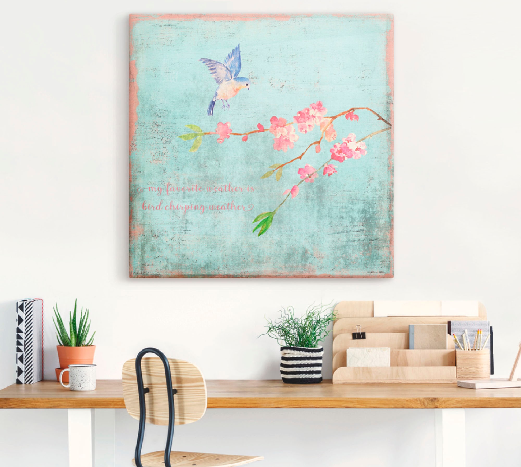Artland Leinwandbild »Vogelgezwitscherwetter« Sprüche & Texte 1 Stk. tlg. auf Holzrahmen gespannt