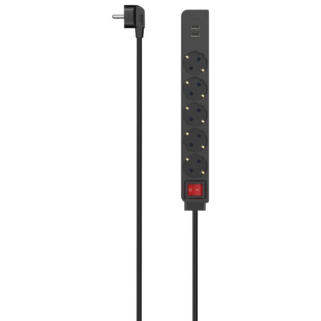 Hama Steckdosenleiste, 7-fach, (Ein- / Ausschalter-USB-Anschlüsse Schutzkontaktkupplung-Schutzkontaktstecker Kabellänge 1,4 m)
