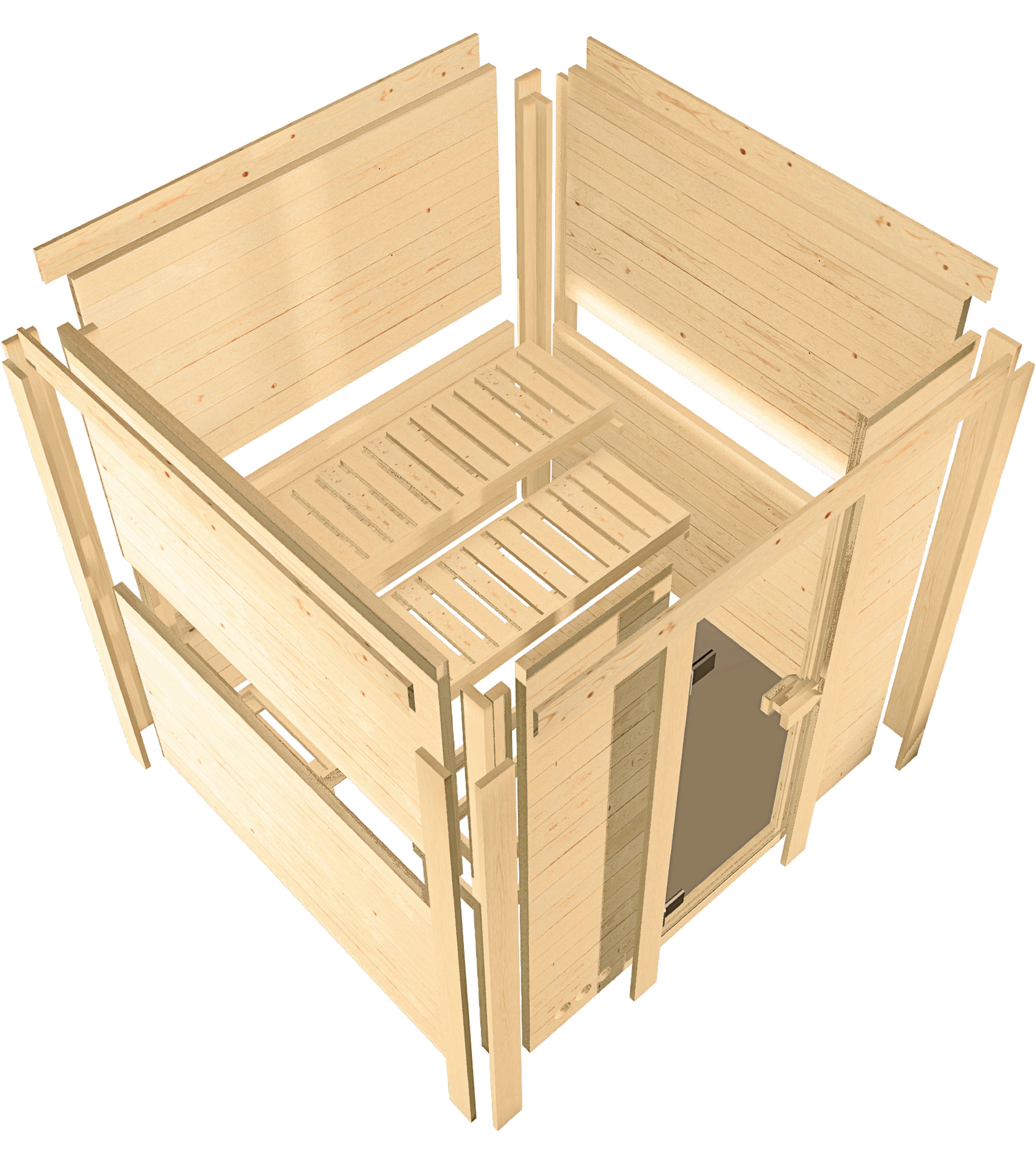 Karibu Sauna »Amada« Set,  Ofen 9 kW Bio externe Strg easy