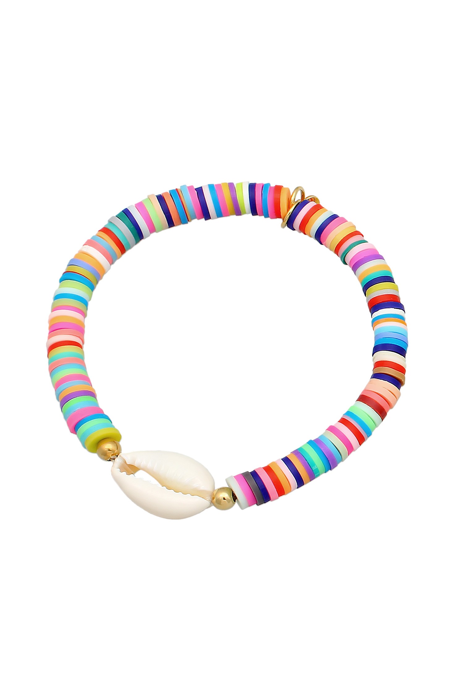 Elli Armkette »Armband Heishi Perlen Bunt Kauri Muschel 925 Silb«