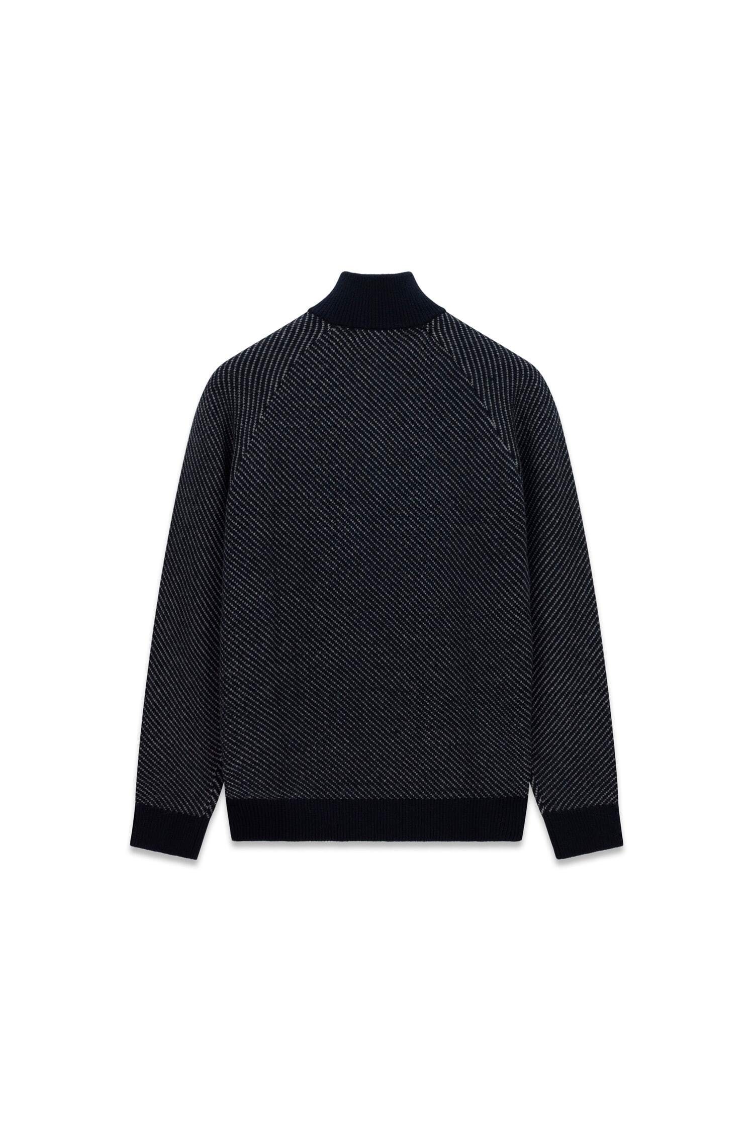 Guess Jacquardpullover »NICO DIAGONAL STITCH« mit Wolle, Stehkragen mit Reißverschluss, Jaquard-Strick