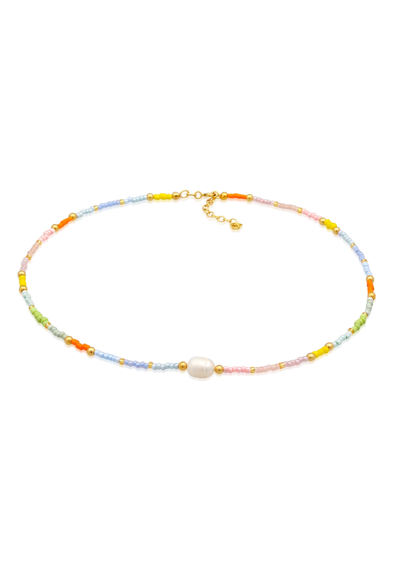 Bead-Ketten-Set »Halskette Choker Süßwasser-Zuchtperle Glas Beads 925 Silber«