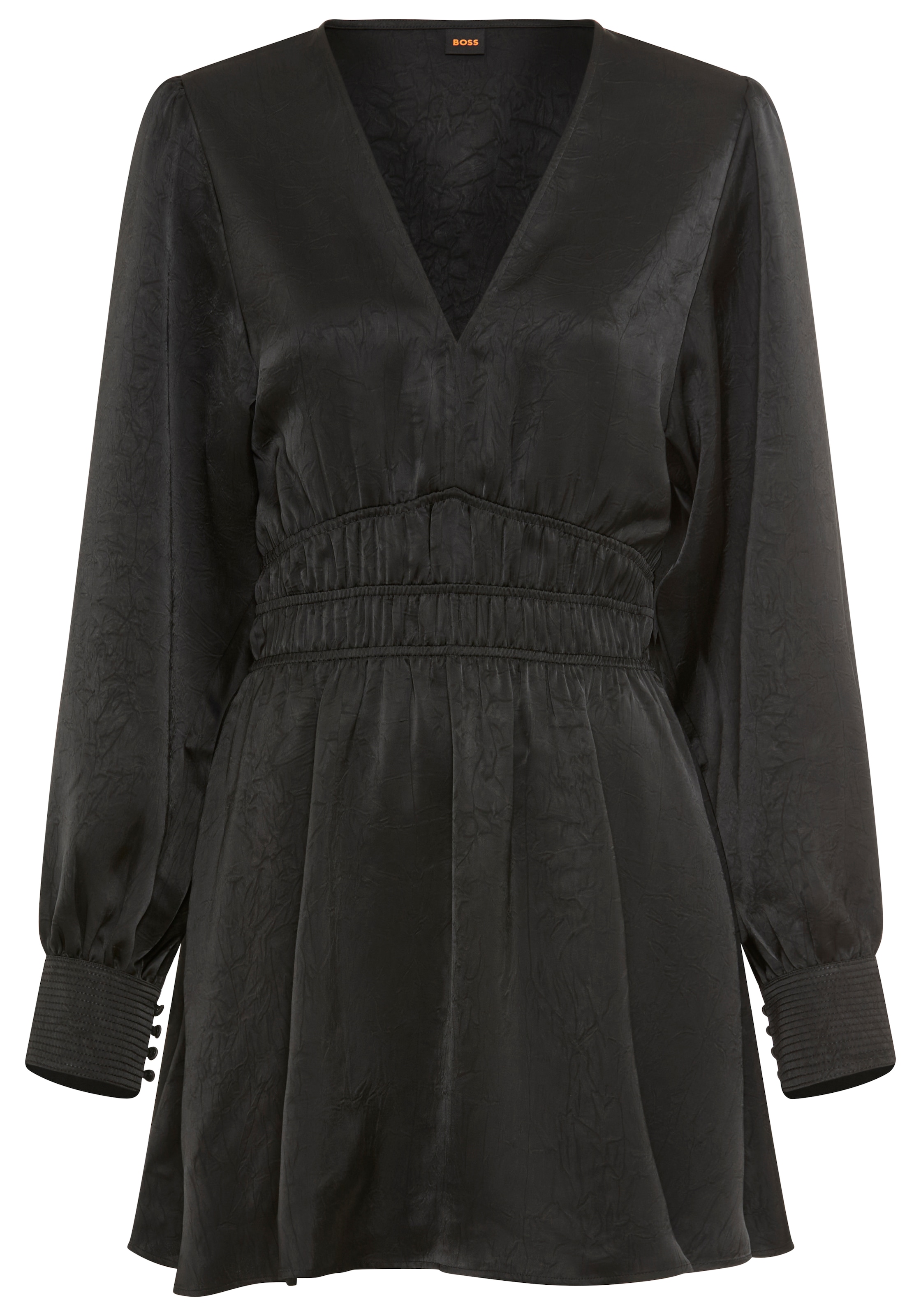 BOSS ORANGE Satinkleid »Deply Premium Damenmode« in Crinkle-Optik, Midi-Länge