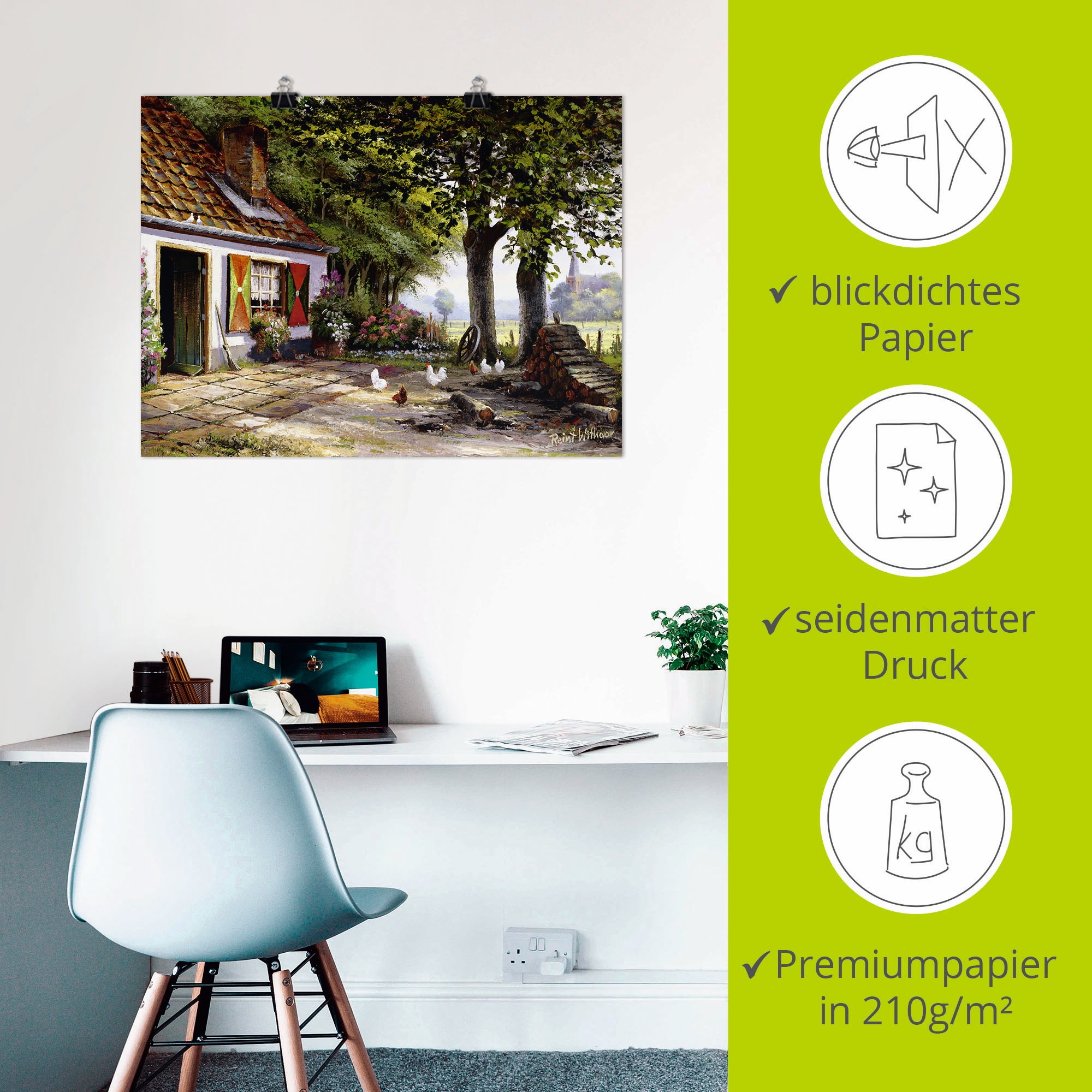 Artland Wandbild »Hühner auf dem Hof« Garten 1 Stk. tlg. als Leinwandbild, Poster in verschied. Größen