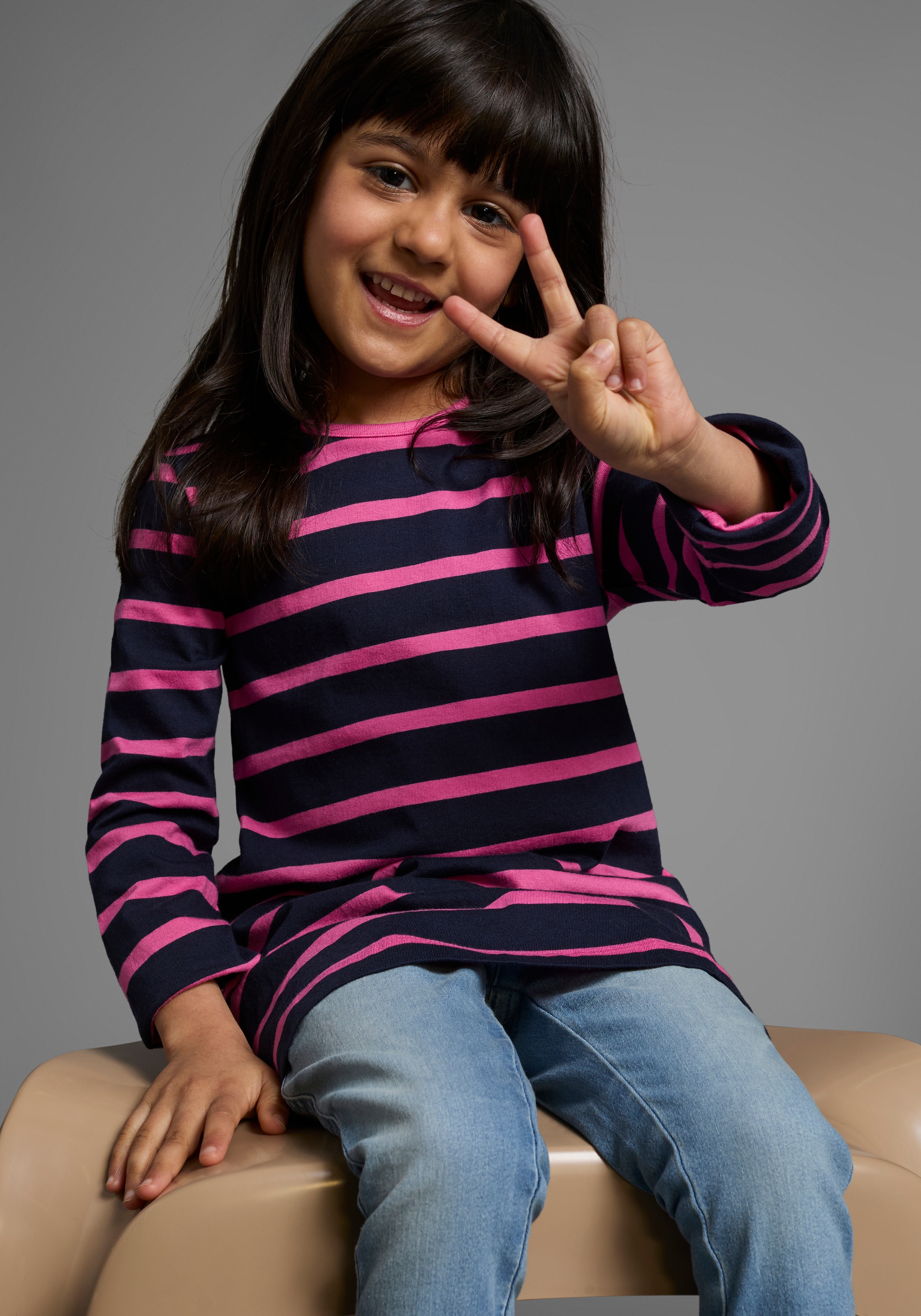 KIDSWORLD Langarmshirt »für kleine Mädchen«, (2 tlg., 2er-Pack), Langarm, lässige Passform