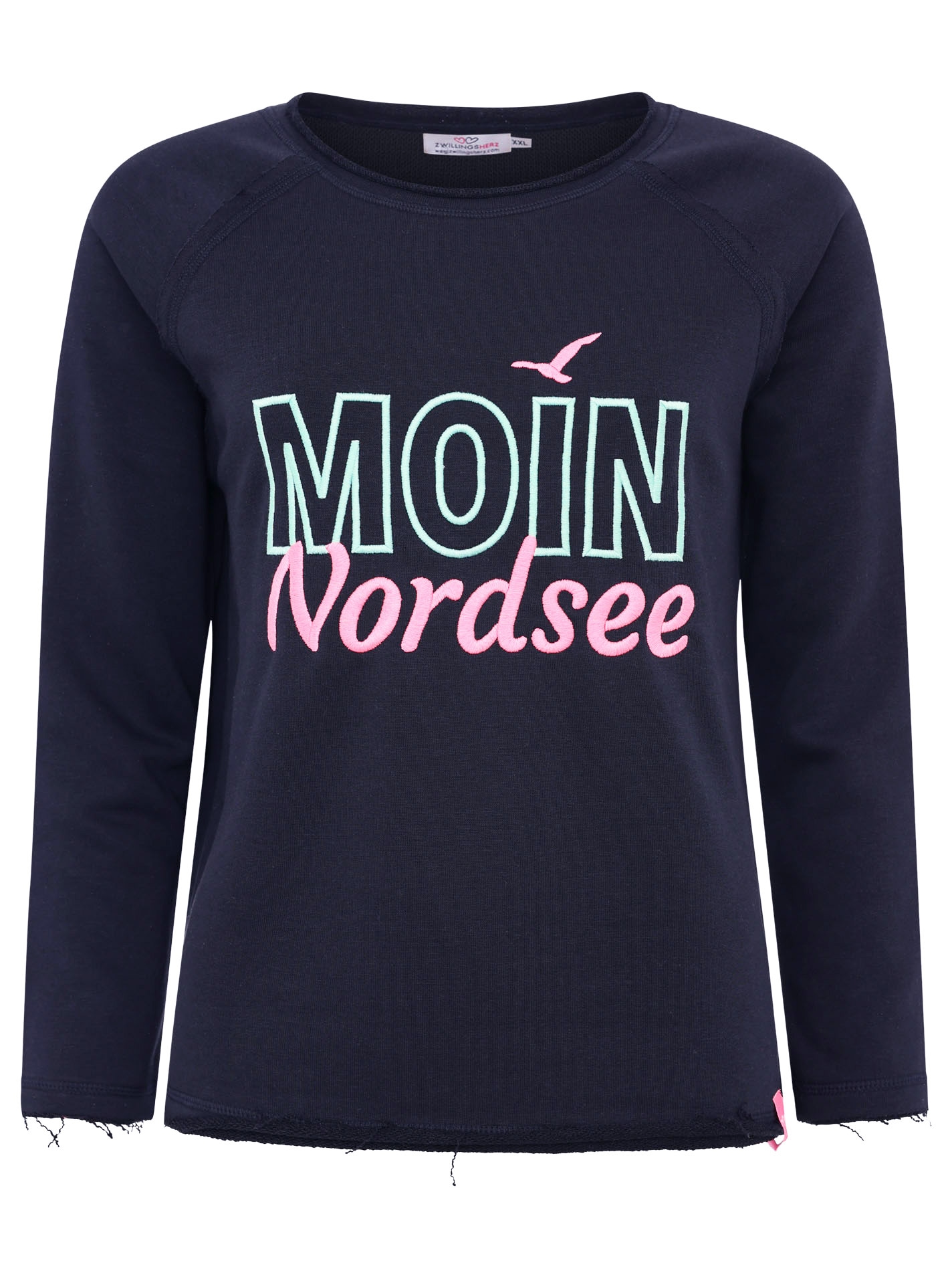 Zwillingsherz Sweatshirt »"Moin Nordsee"«, mit Used-Look Kanten