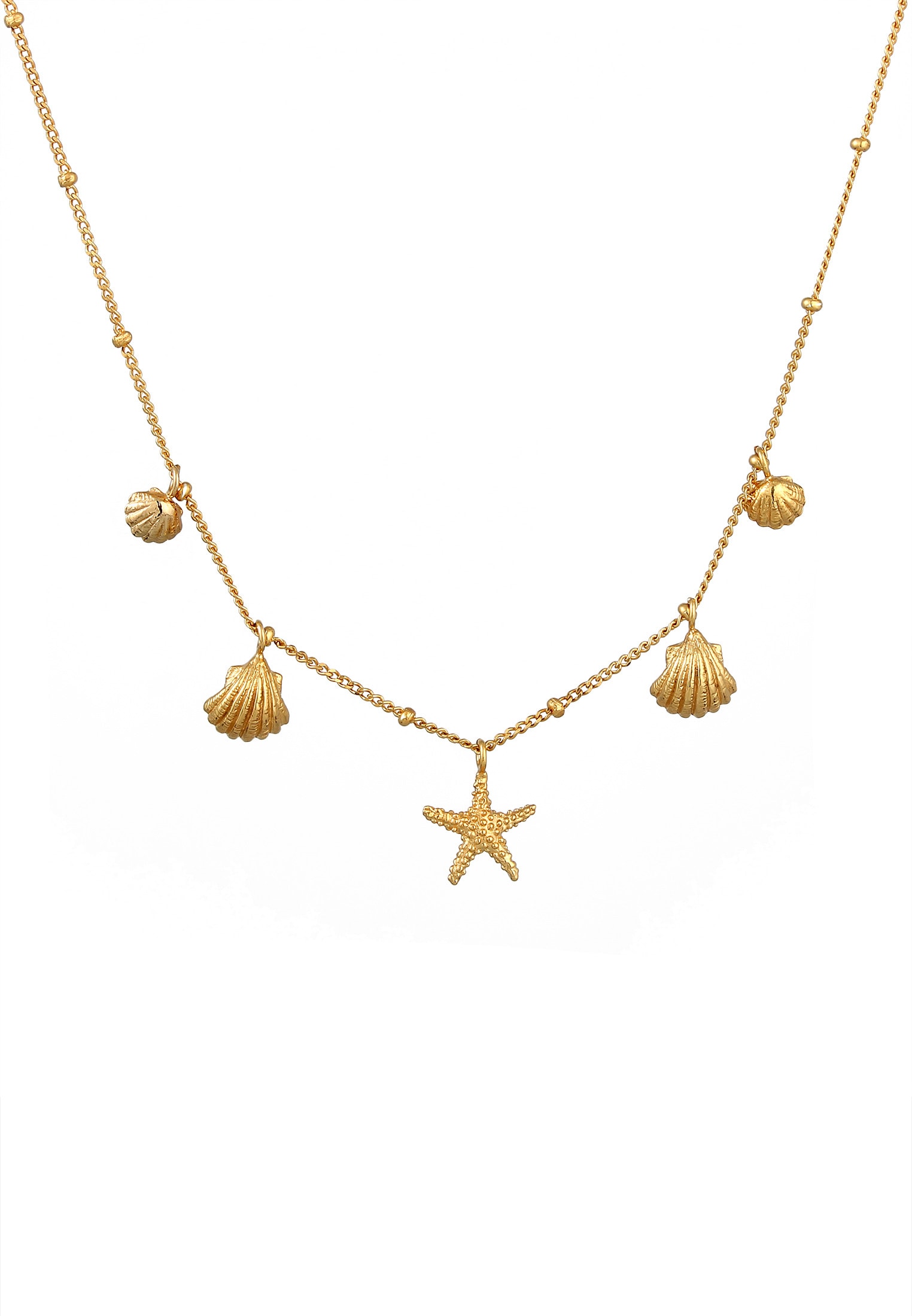 Elli Kette mit Anhänger »Halskette Muscheln Seestern Maritim Sommer 925 Silber«