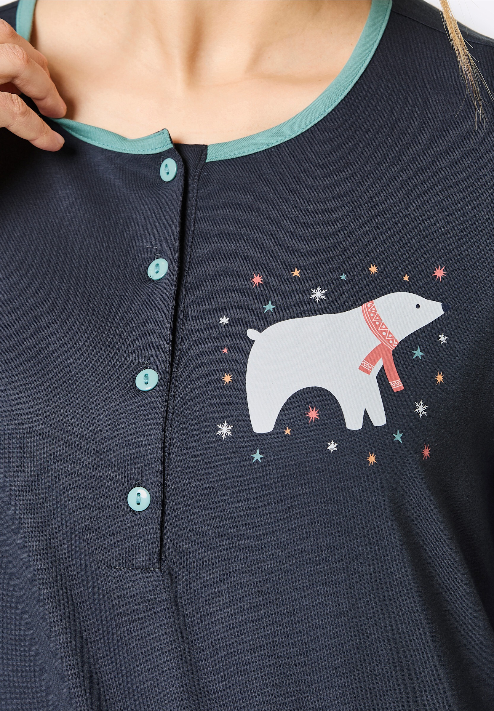 comtessa Schlafanzug »Schlafanzug-Shirt Schlafanzugshirt mit kontrastfarbigen Ziernähten« 1 Stk.