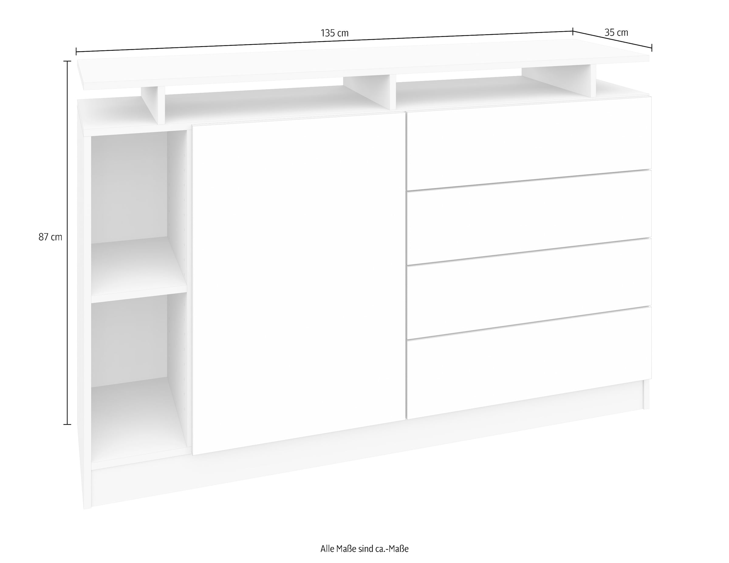 borchardt Möbel Sideboard »Vaasa«, moderne grifflose Optik, Push-to-Open-Funktion