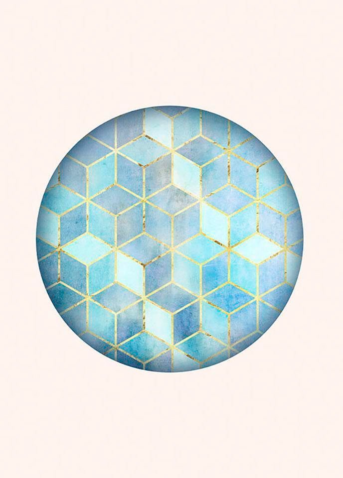 Komar Bild »Mosaik Circle Azzuro«, Formen-Kunst, (1 St.), Wandbild zur Dekoration - ohne Rahmen