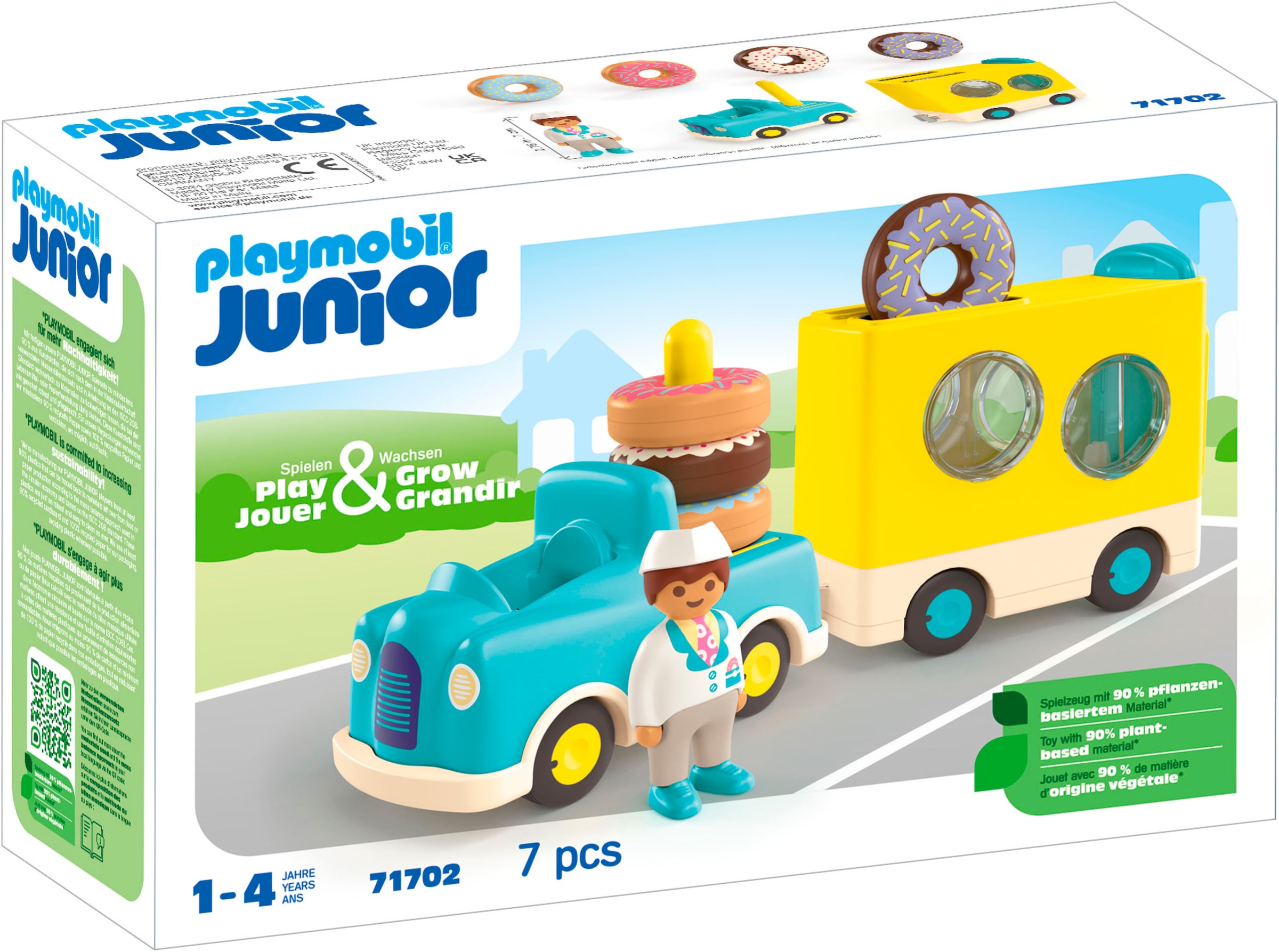Playmobil Konstruktions-Spielset "Verrückter Donut Truck mit Stapel- und Sortierfunktion (71702)" JUNIOR; Made in Europe
