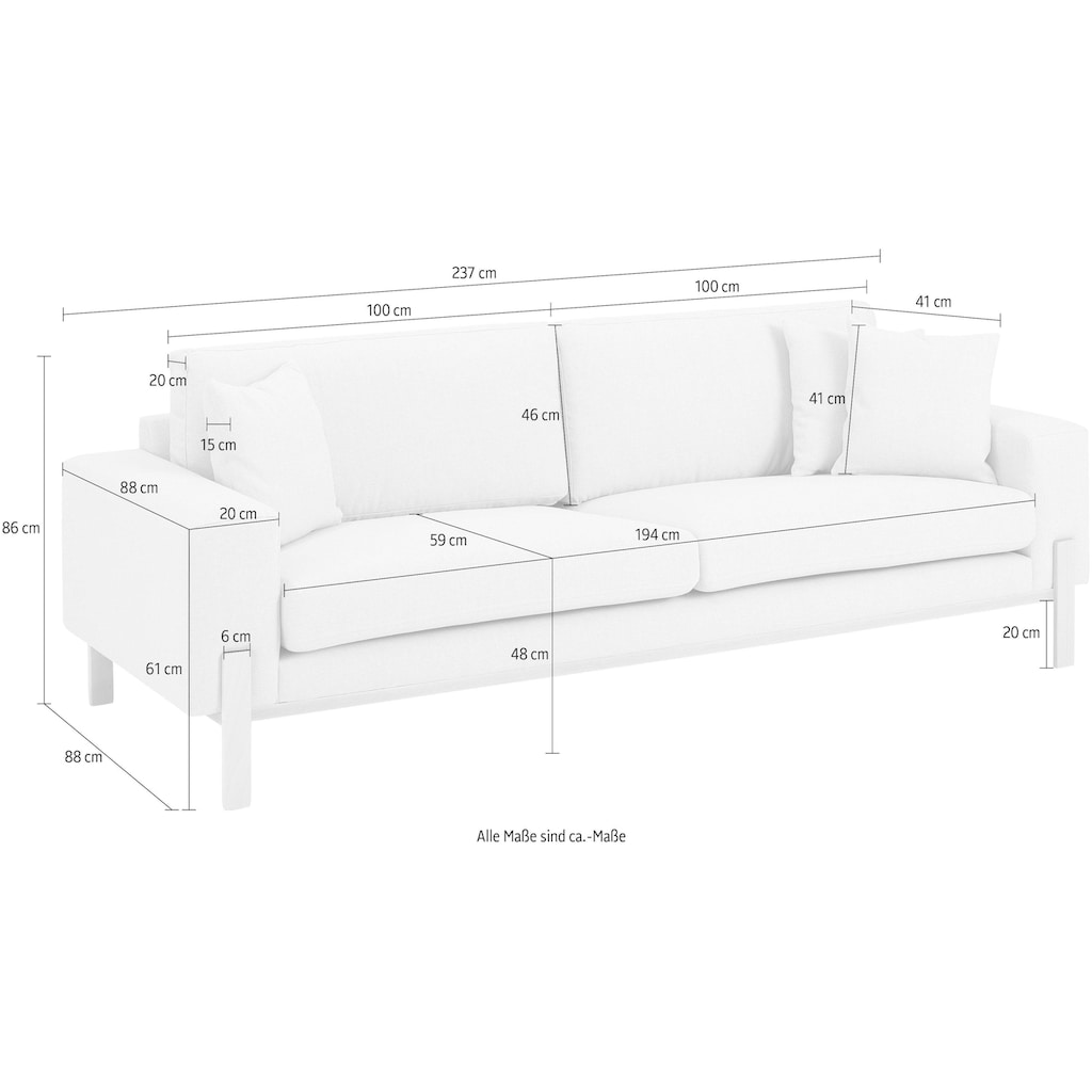 OTTO products 3-Sitzer »Hanne«, Bezug aus natürlichen Materialien: Baumwolle und Leinen oder Samtoptik bzw. Struktur fein aus recyceltem Polyester