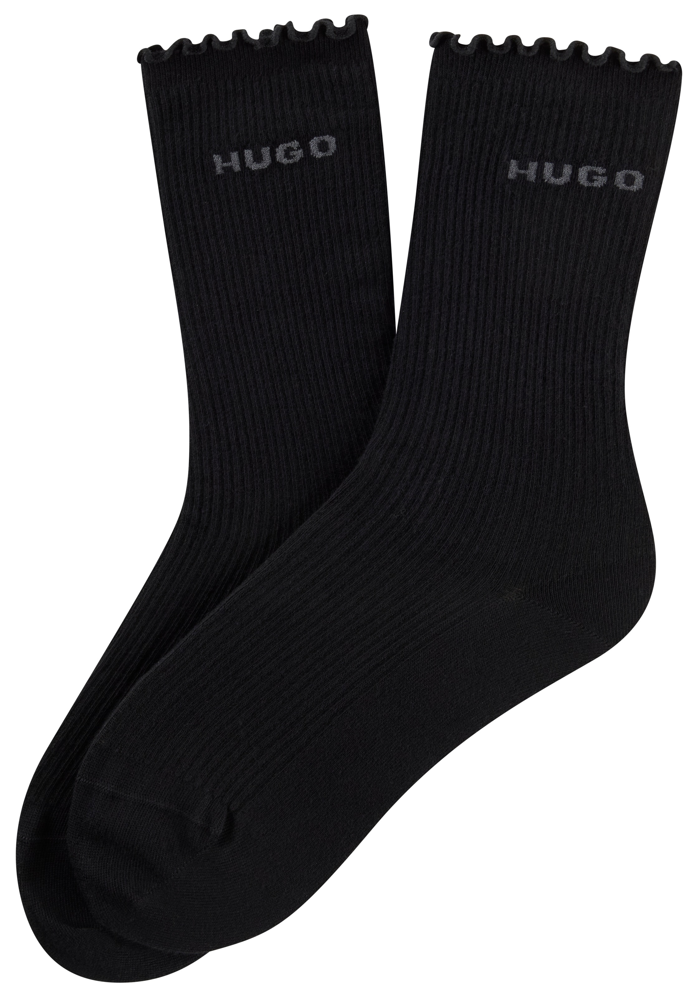 HUGO Underwear Basicsocken »2P RS LETTUCE CC W« 2 Paar tlg. Bund leicht gekräuselt