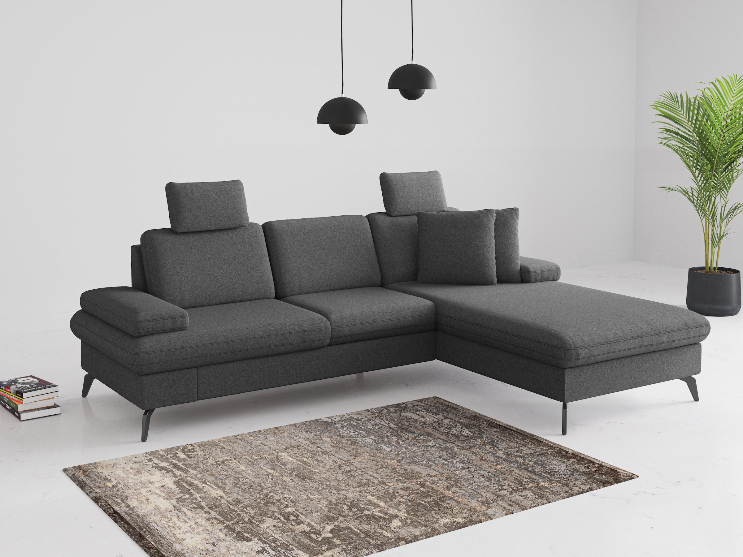 sit&more Ecksofa »Morris Jubi L-Form«, inkl. Armteilfunktion und 1 Zierkissen, wahlweise mit Bettfunktion