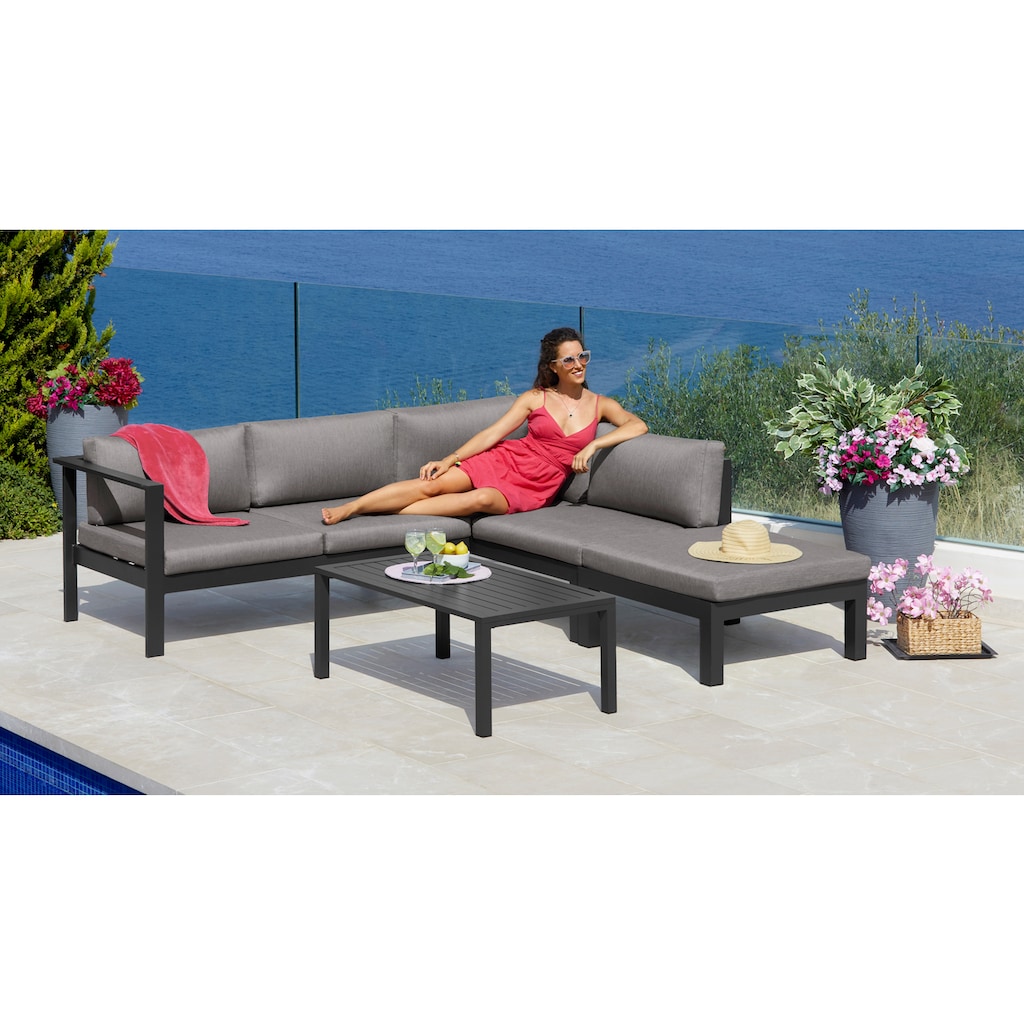 KONIFERA Gartenlounge-Set »Dubai«, (14 tlg.), Ecklounge, Tisch 100x59 cm