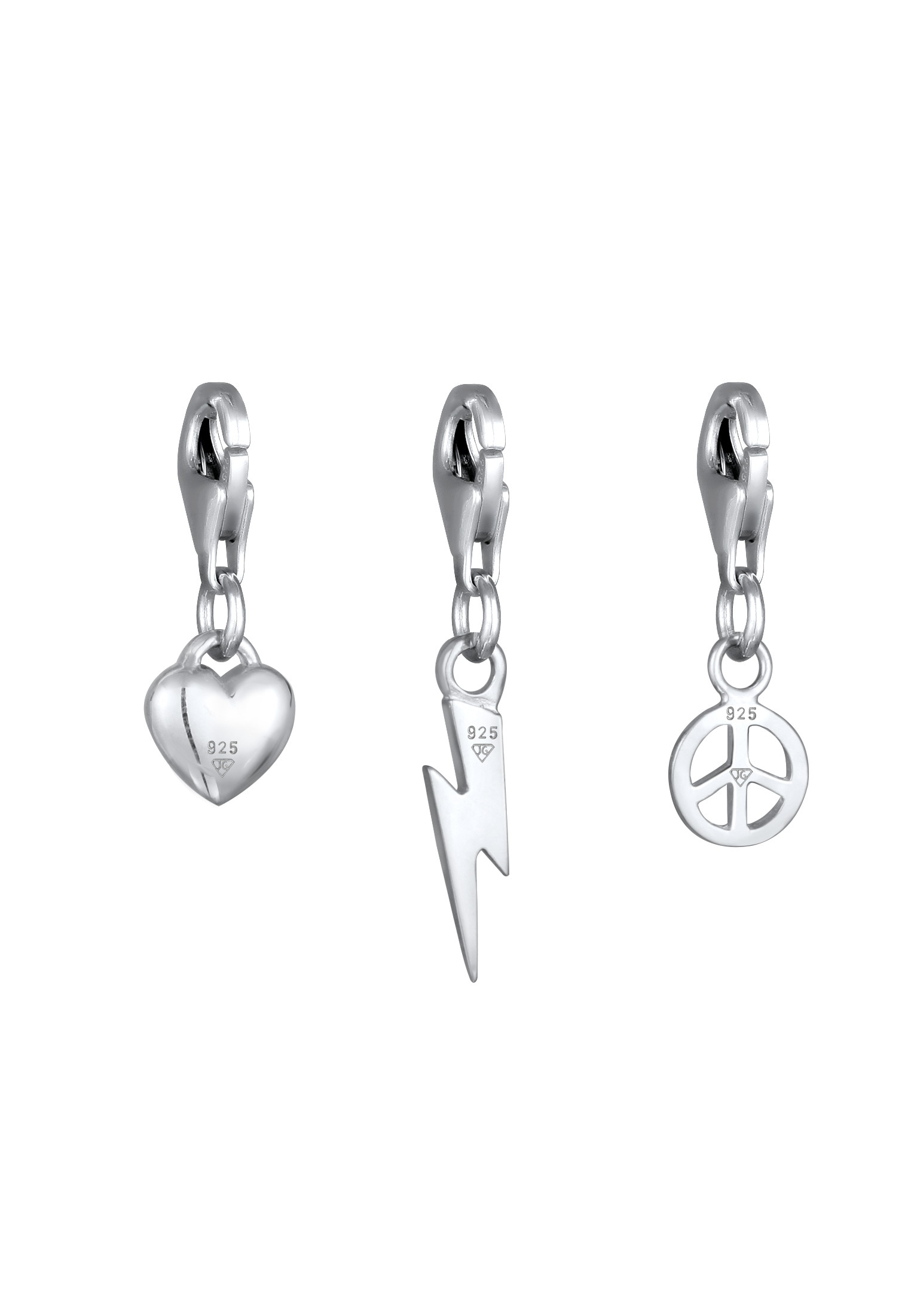 Kuzzoi Charm Stern »Charm Charms Herz Blitz Peace 925 Sterling Silver«