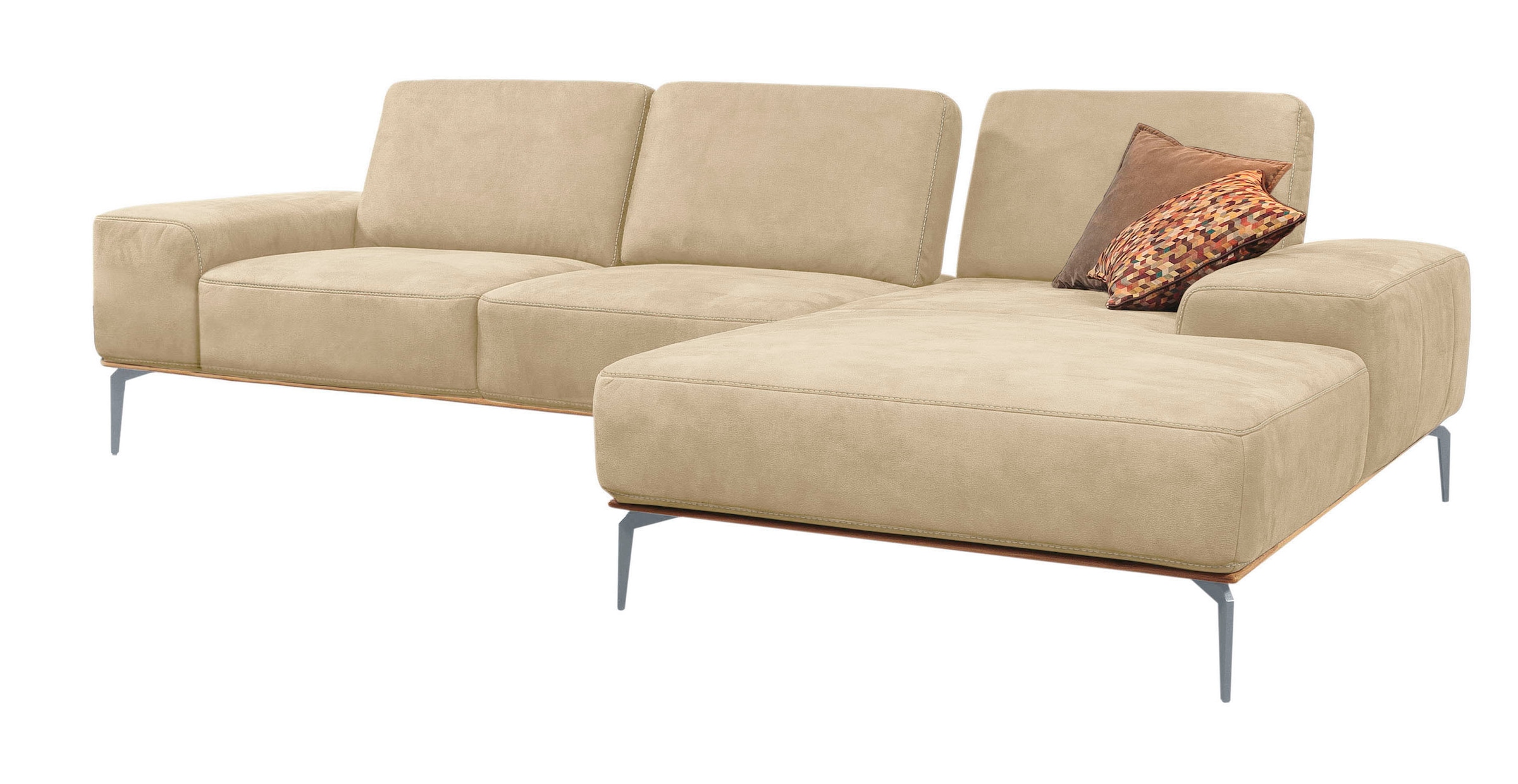W.SCHILLIG Ecksofa »run, Designsofa mit tollem Sitzkomfort, bequem, L-Form« mit elegantem Holzsockel, Füße in Silber matt, Breite 319 cm