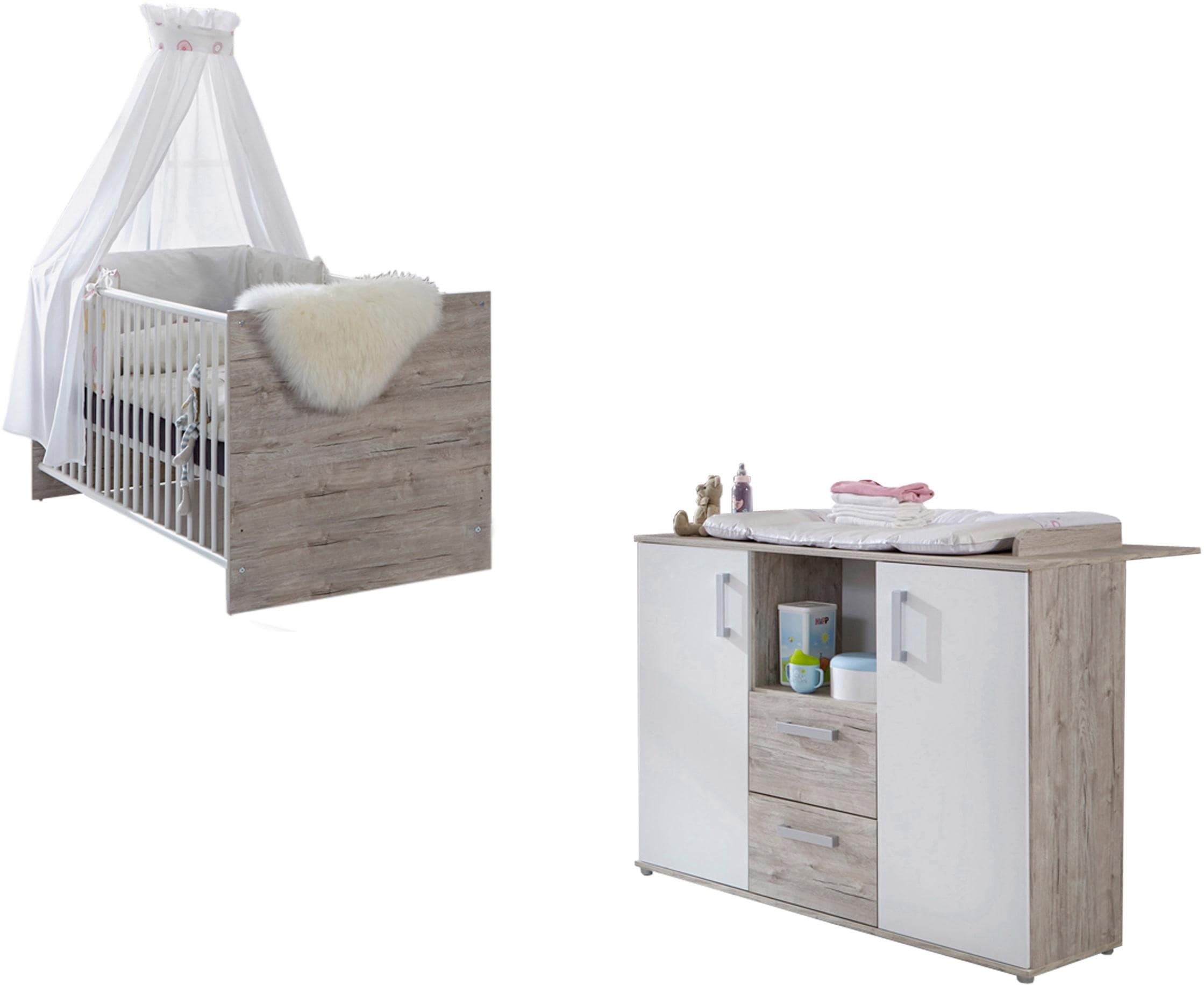 Babymöbel-Set »Bente«, (Spar-Set, 2 St., Kinderbett, Wickelkommode), mit Kinderbett...