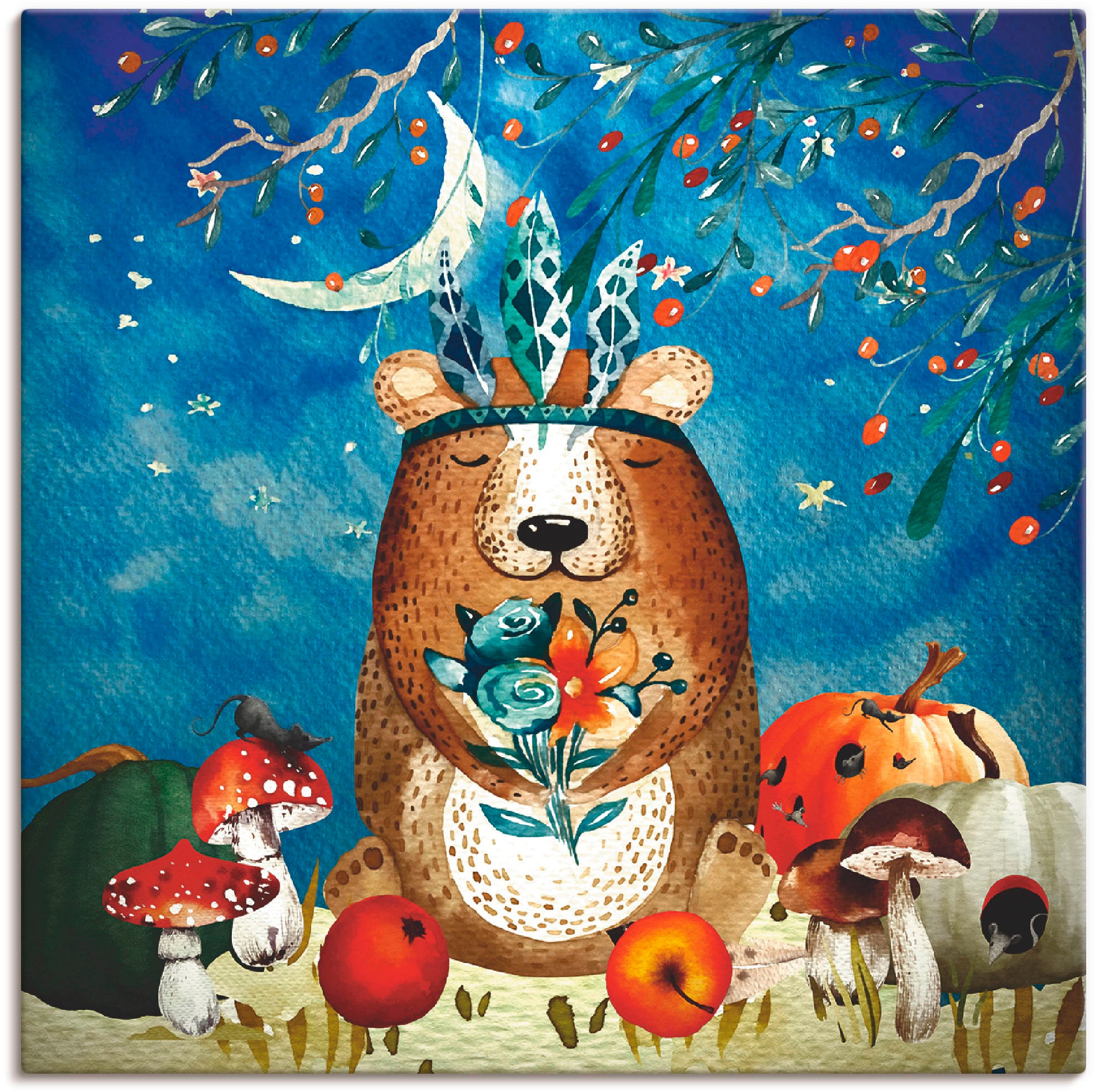 Artland Wandbild »Der müde Bär«, Tiere, (1 St.), in vielen Größen & Produktarten - Alubild / Outdoorbild für den Außenbereich, Leinwandbild, Poster, Wandaufkleber / Wandtattoo auch für Badezimmer geeignet