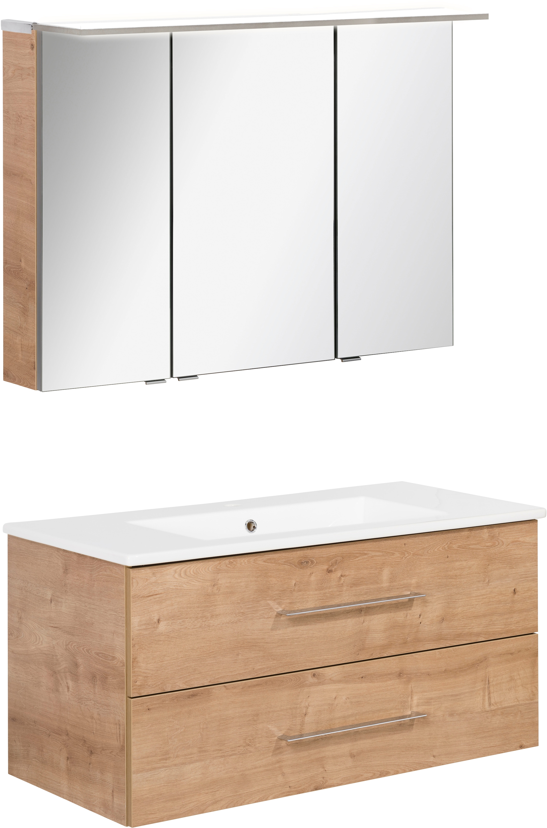 Fackelmann Waschtisch »Waschplatz-Set B.Perfekt« 3-Teilig in braun, Größe B/H/T: 103 cm x 48 cm