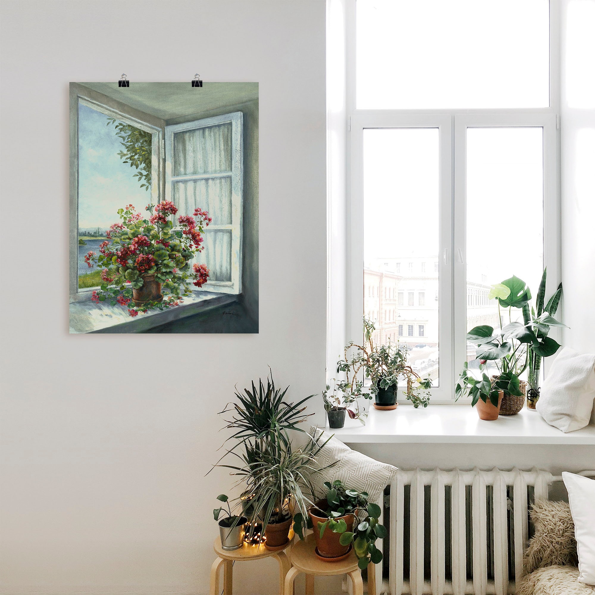 Artland Wandbild »Geranien am Fenster« Blumen 1 Stk. tlg. als Leinwandbild, Poster in verschied. Größen
