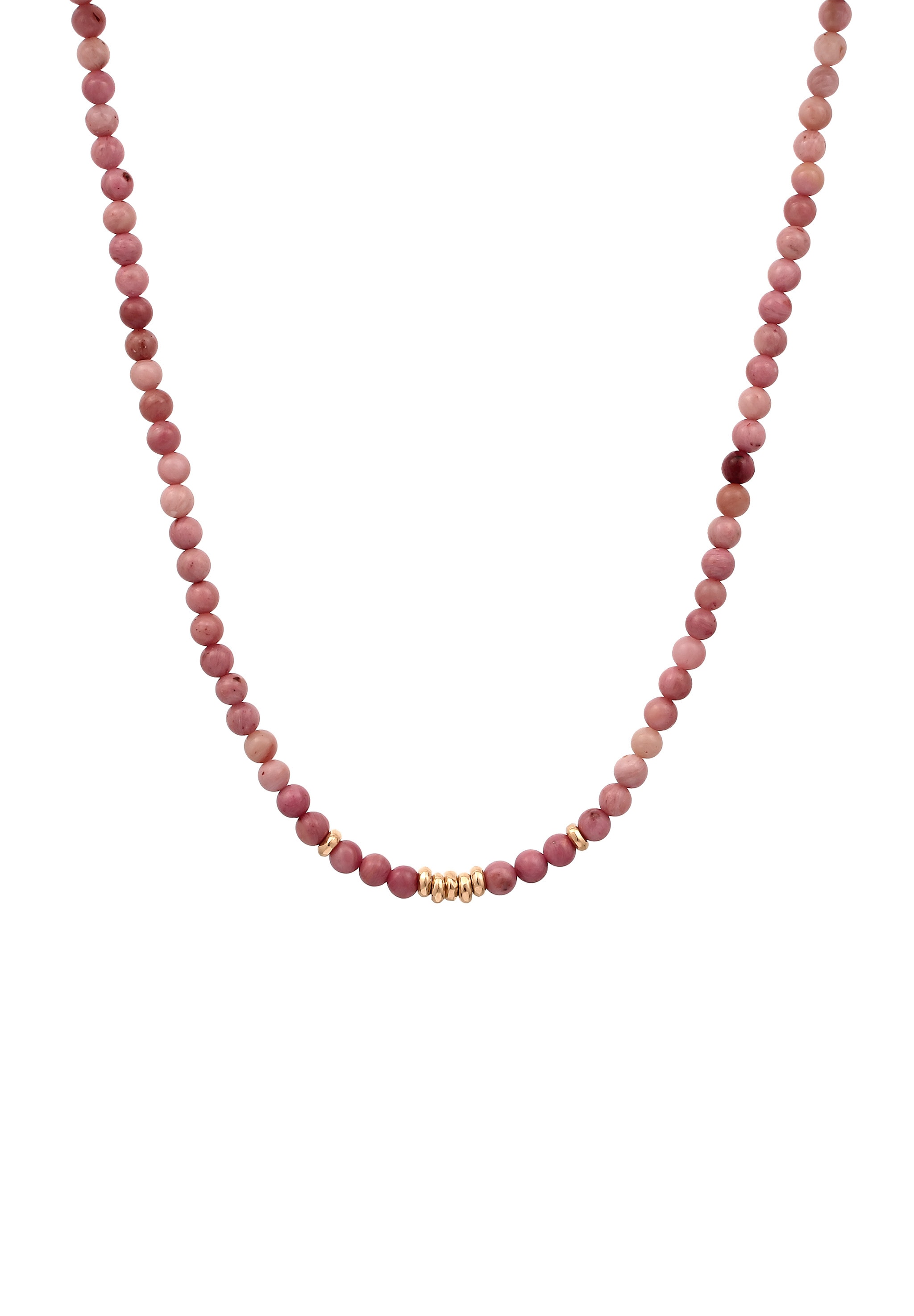 Elli Premium Silberkette »Halskette Perlen Rhodonite Pink 925 Sterling Silber vergoldet«