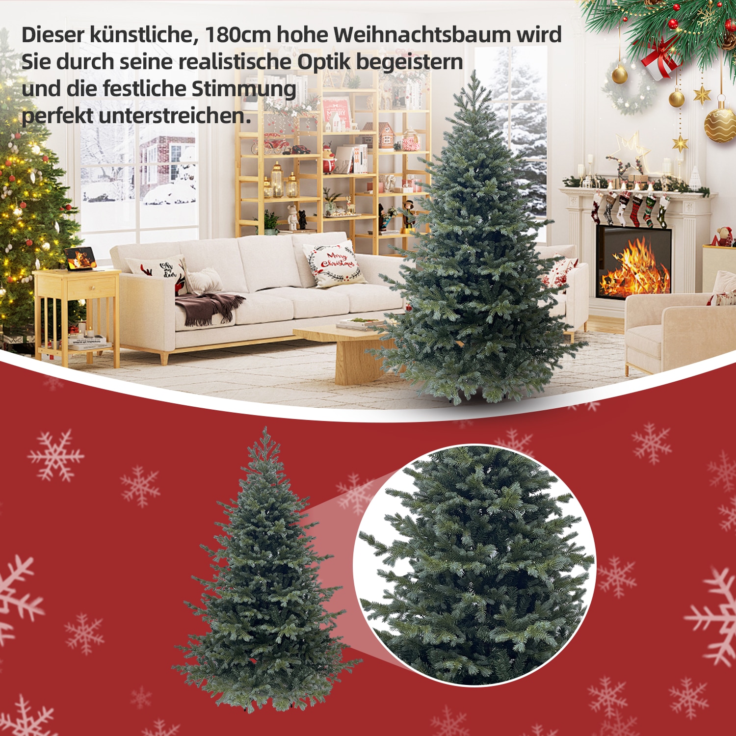 SHX Dekobaum »Künstlicher Weihnachtsbaum 180 cm«, stabil, einfacher Aufbau, kein jährlicher Baumkauf