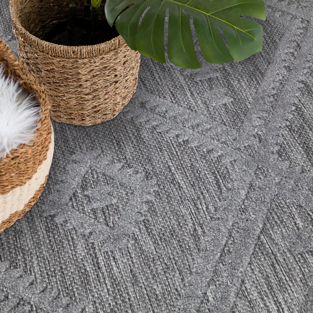 Carpet City Teppich »In-& Outdoorteppich Santorini 454, 3D-Effekt, Raute-Optik«, rechteckig, 5 mm Höhe, Wetterfest & UV-beständig für Terrasse, Balkon, Küche, Flur