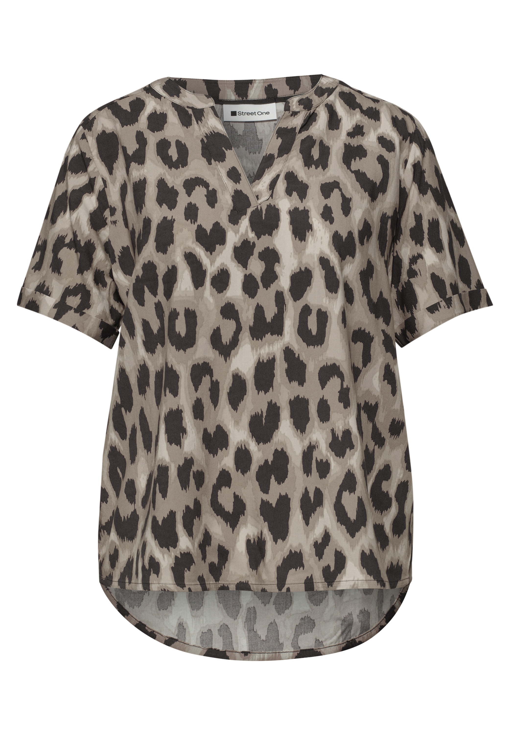 STREET ONE Kurzarmbluse Sommerbluse mit  Animal Print