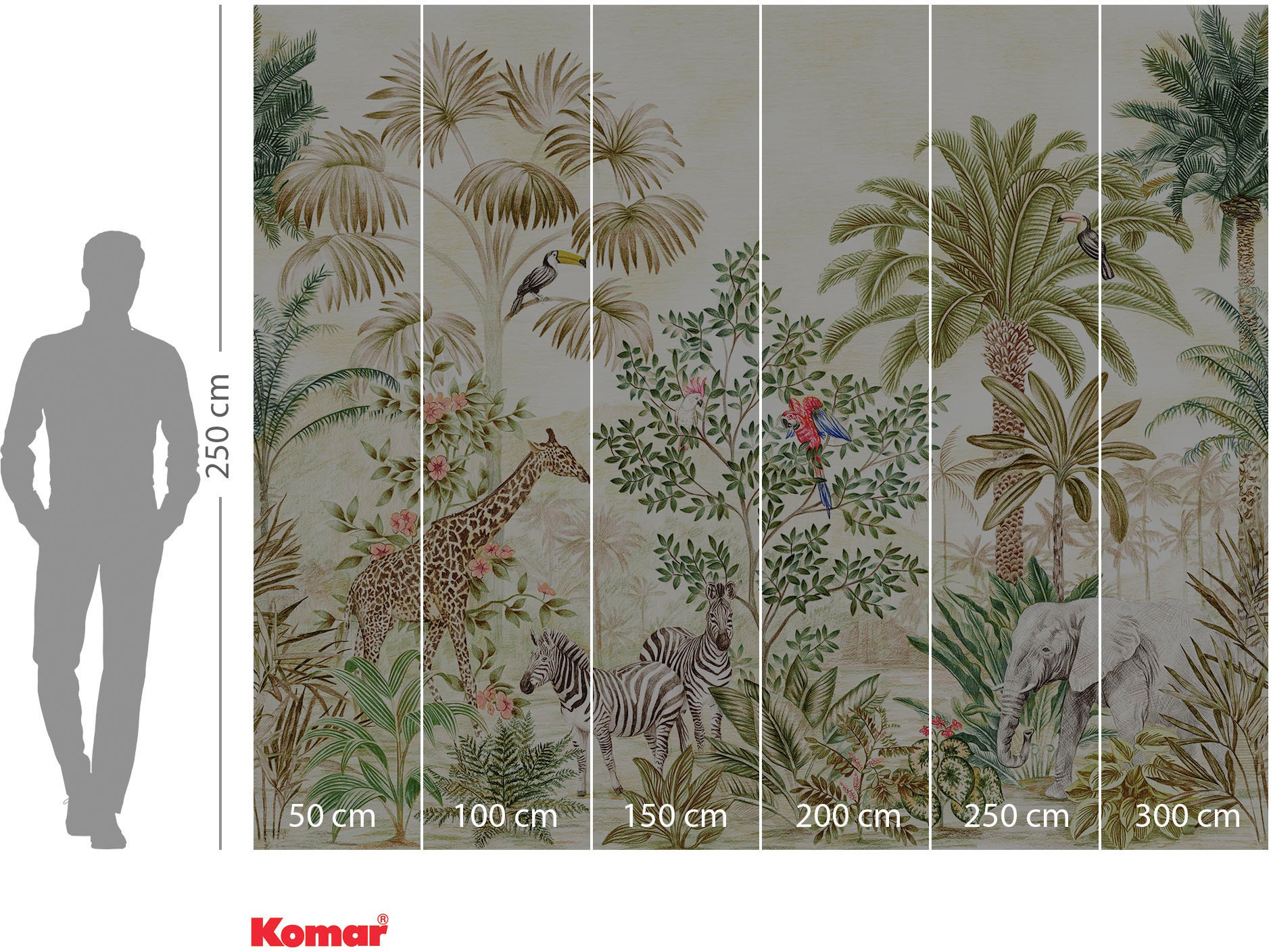Komar Vliestapete »Digitaldruck Vlies - Wild Wonderland - Größe 300 x 250 cm«, bedruckt, Wohnzimmer, Schlafzimmer