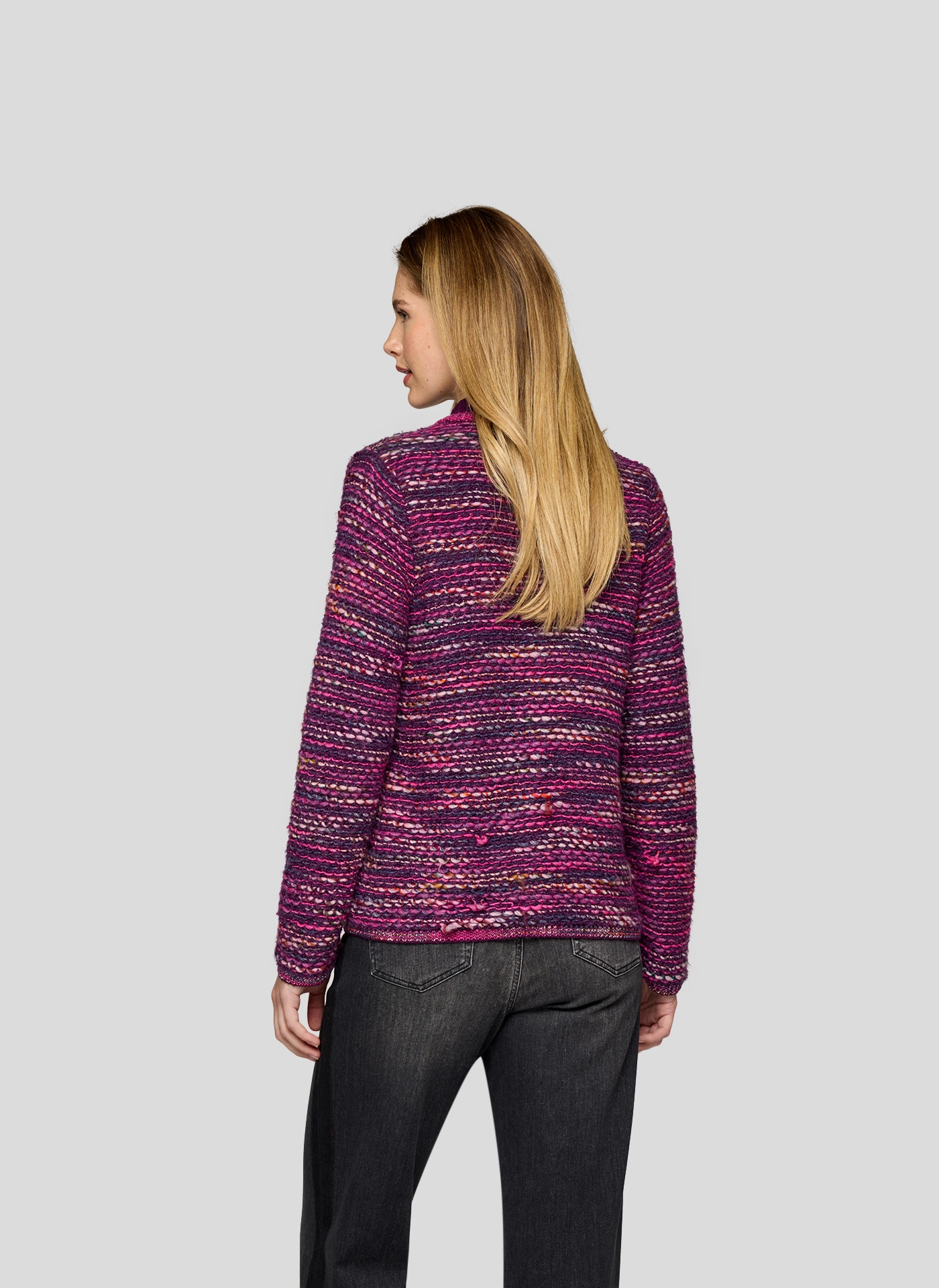 Rabe Cardigan Strickjacke / melierte-bunte Optik / mit Reißverschluss