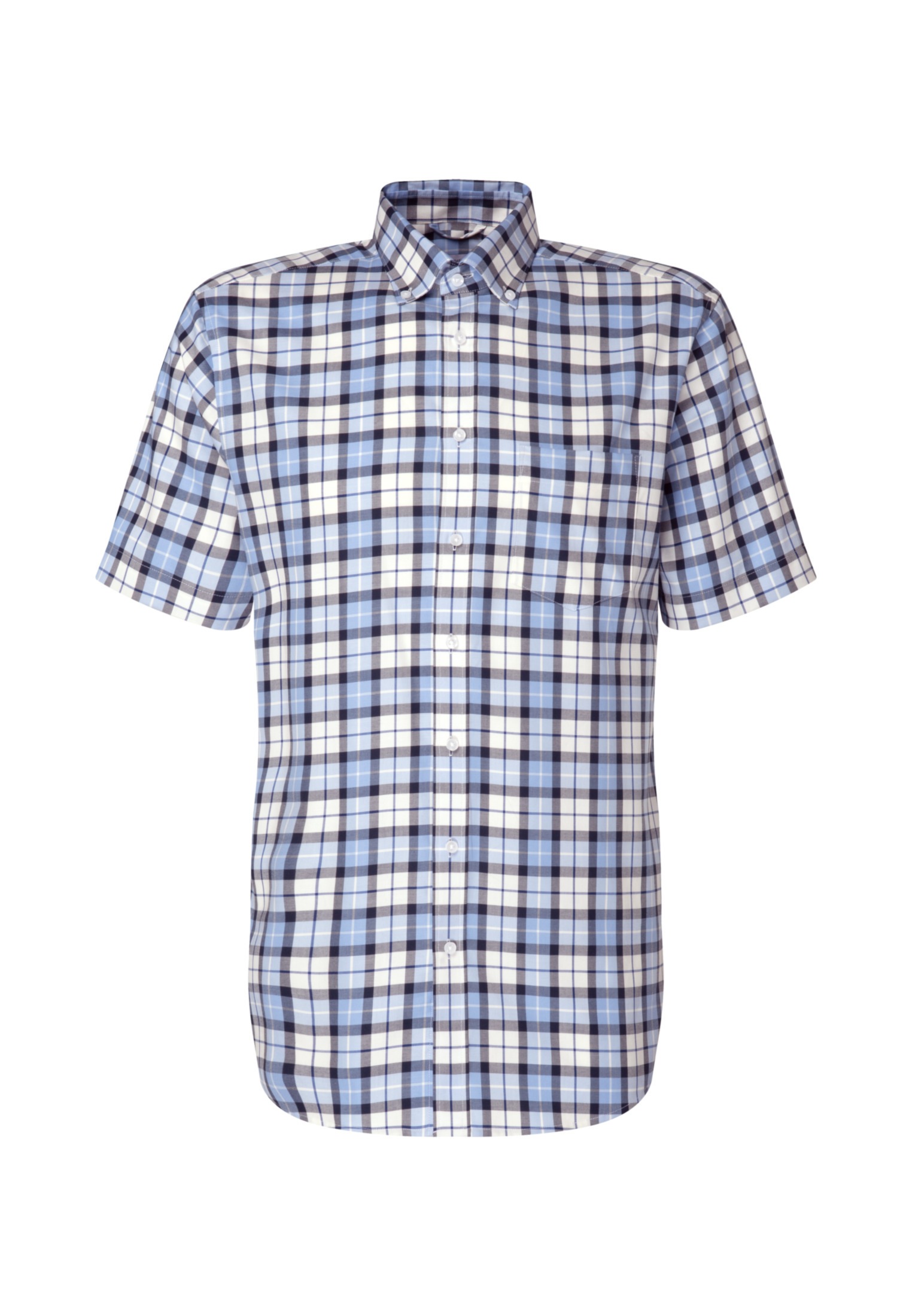 seidensticker Businesshemd »Regular«, Regular Kurzarm Button-Down-Kragen Karo