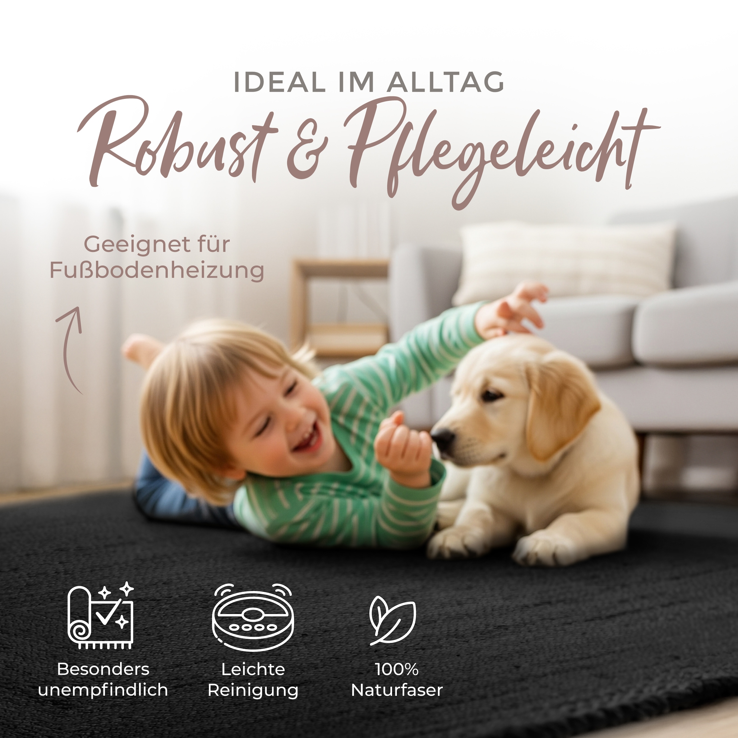 carpetfine Teppich »Nele Juteteppich Naturfaser«, rechteckig, 6 mm Höhe, geflochtener Wendeteppich aus 100% Jute, quadratisch und als Läufer